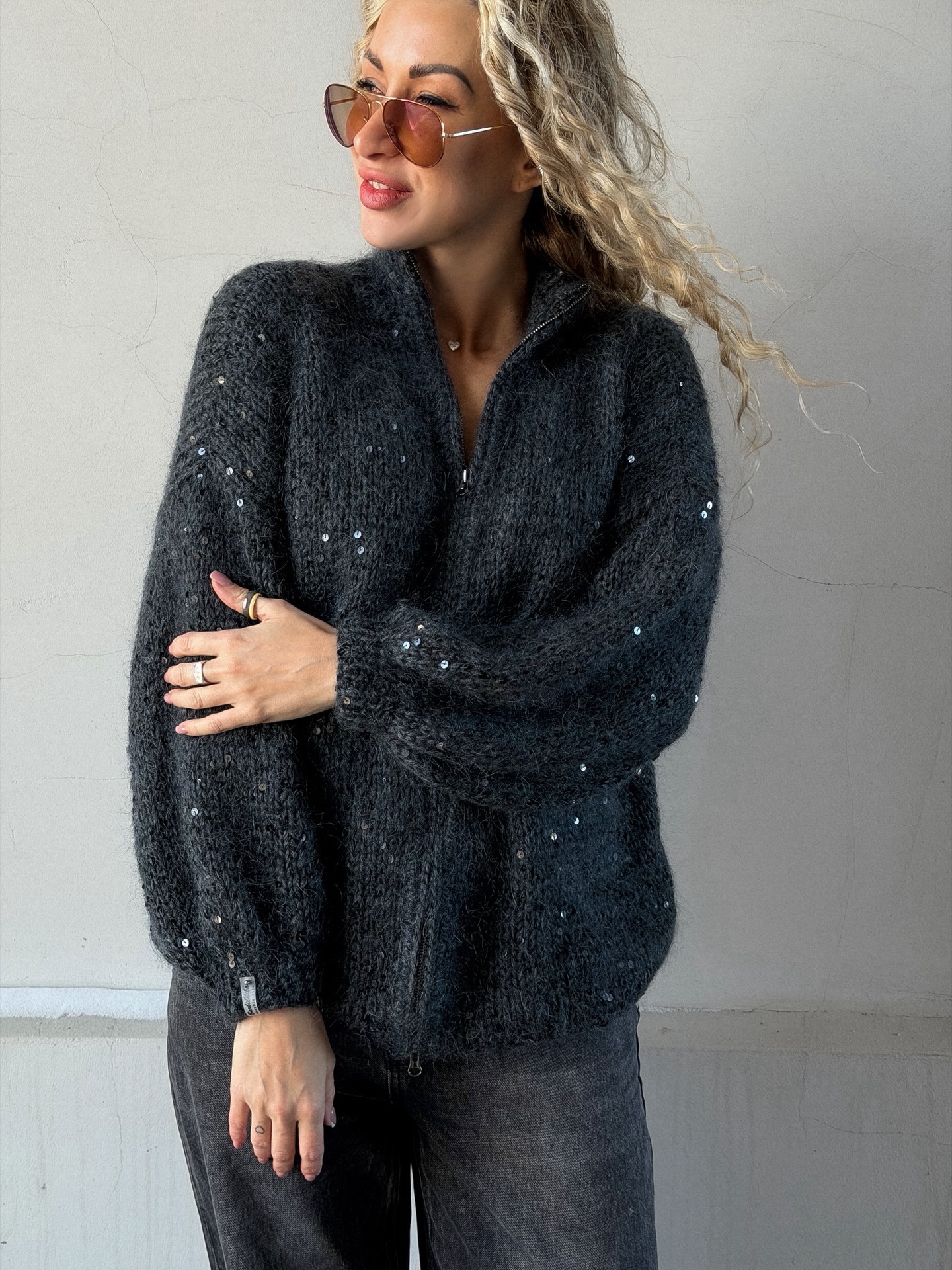 Casual Sequined Loose Cardigan Sweater