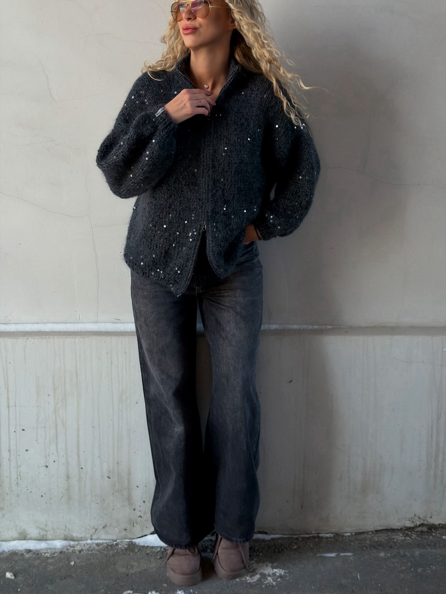 Casual Sequined Loose Cardigan Sweater