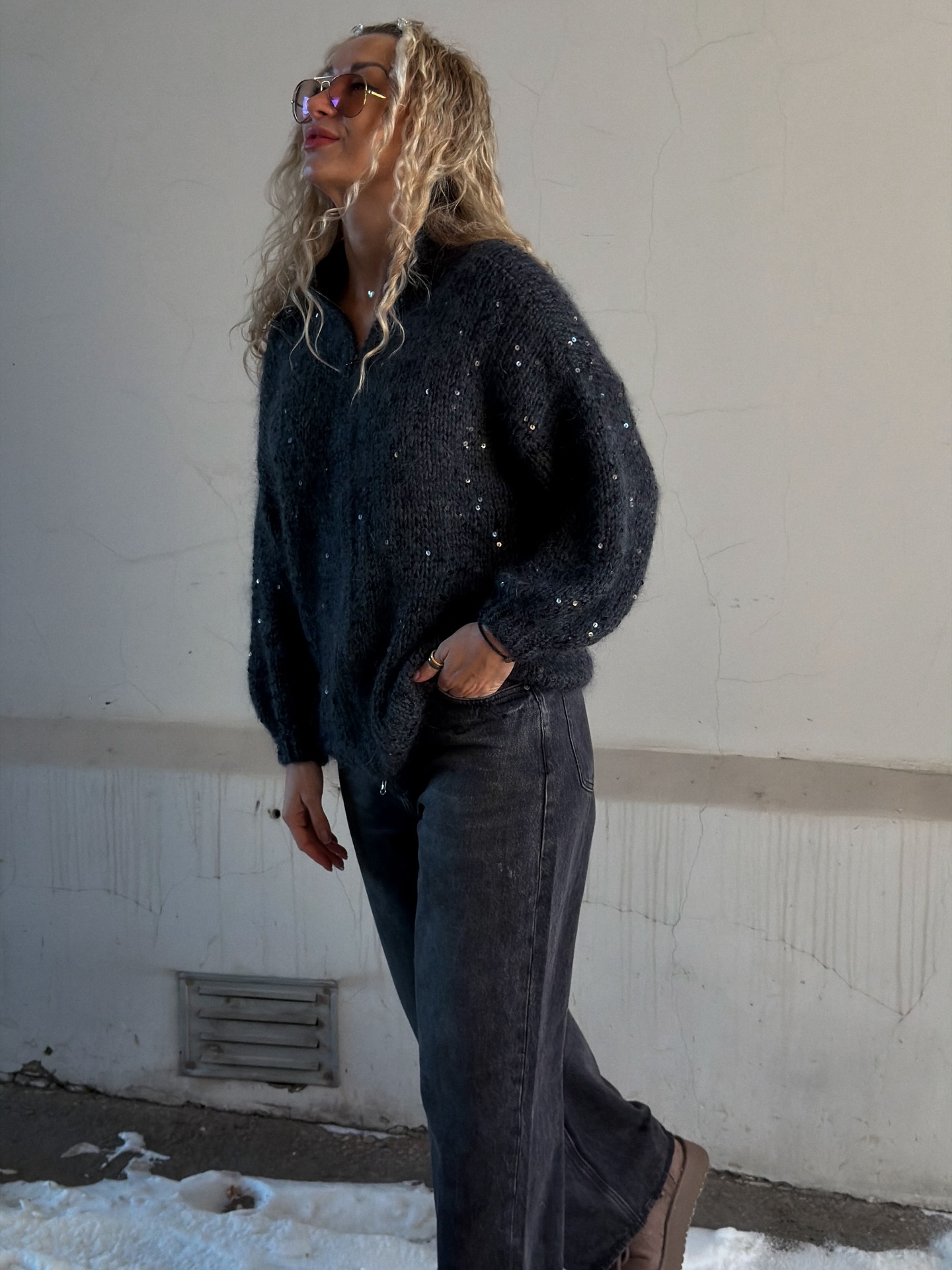 Casual Sequined Loose Cardigan Sweater