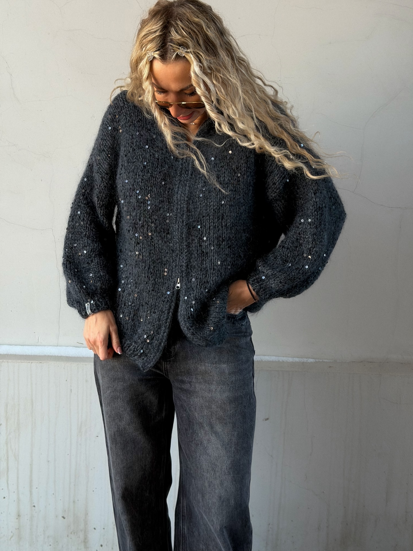Casual Sequined Loose Cardigan Sweater