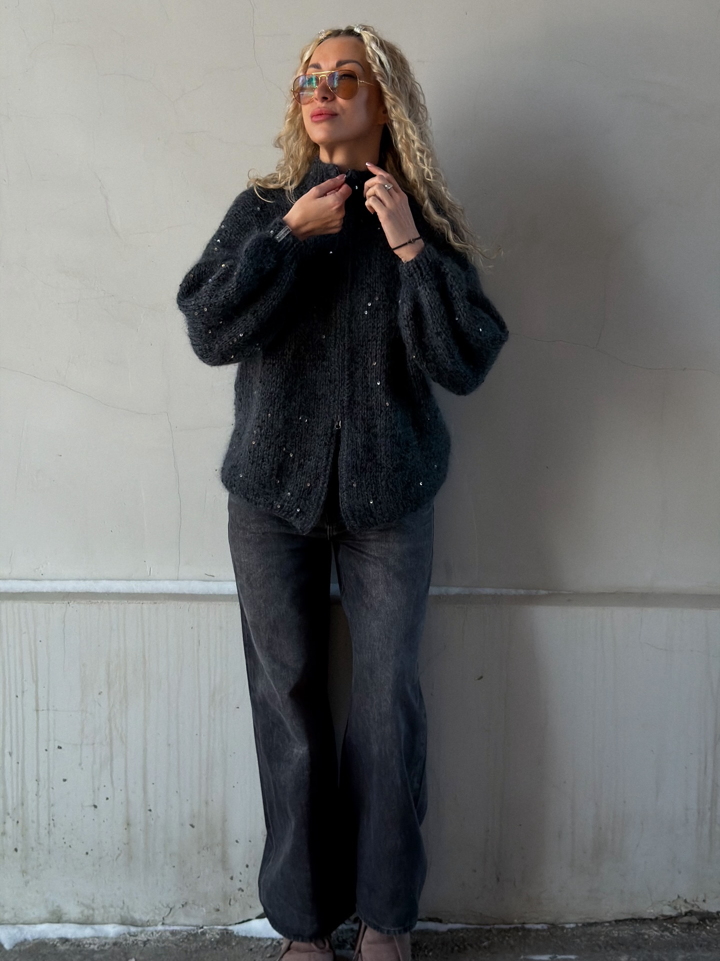 Casual Sequined Loose Cardigan Sweater