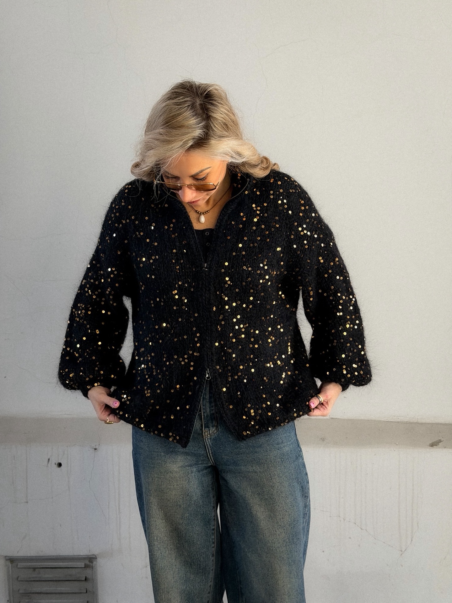 Casual Sequined Loose Cardigan Sweater
