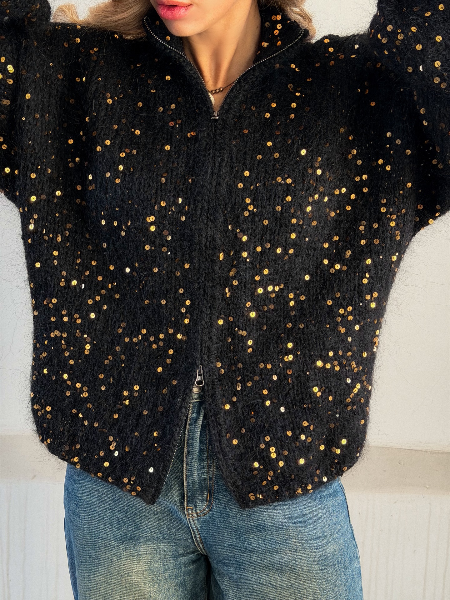 Casual Sequined Loose Cardigan Sweater