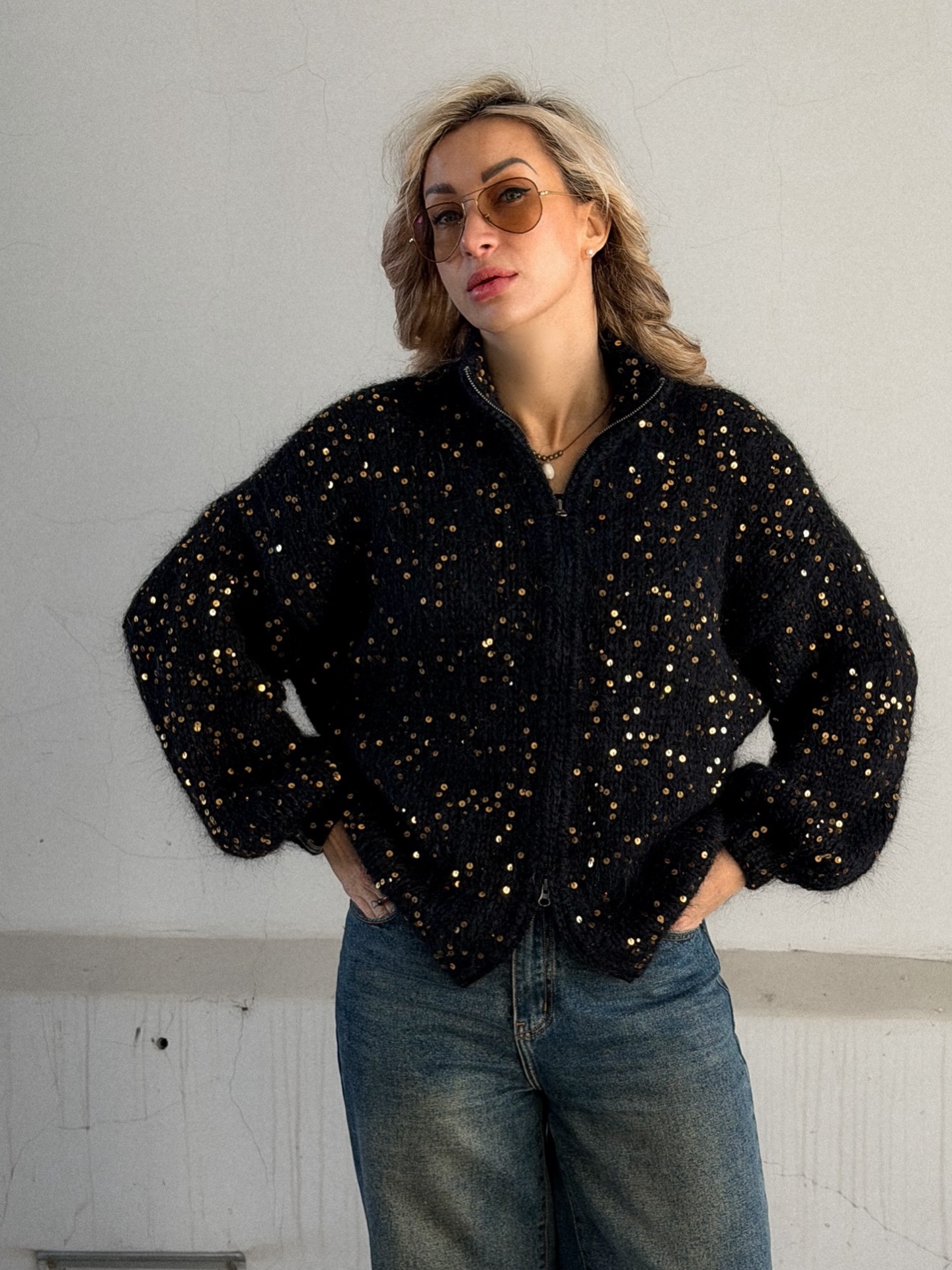Casual Sequined Loose Cardigan Sweater