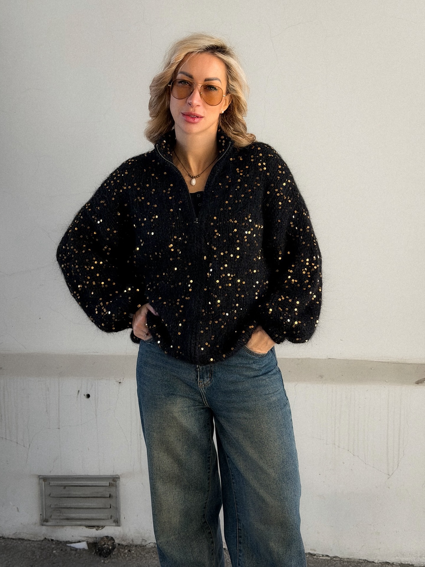 Casual Sequined Loose Cardigan Sweater