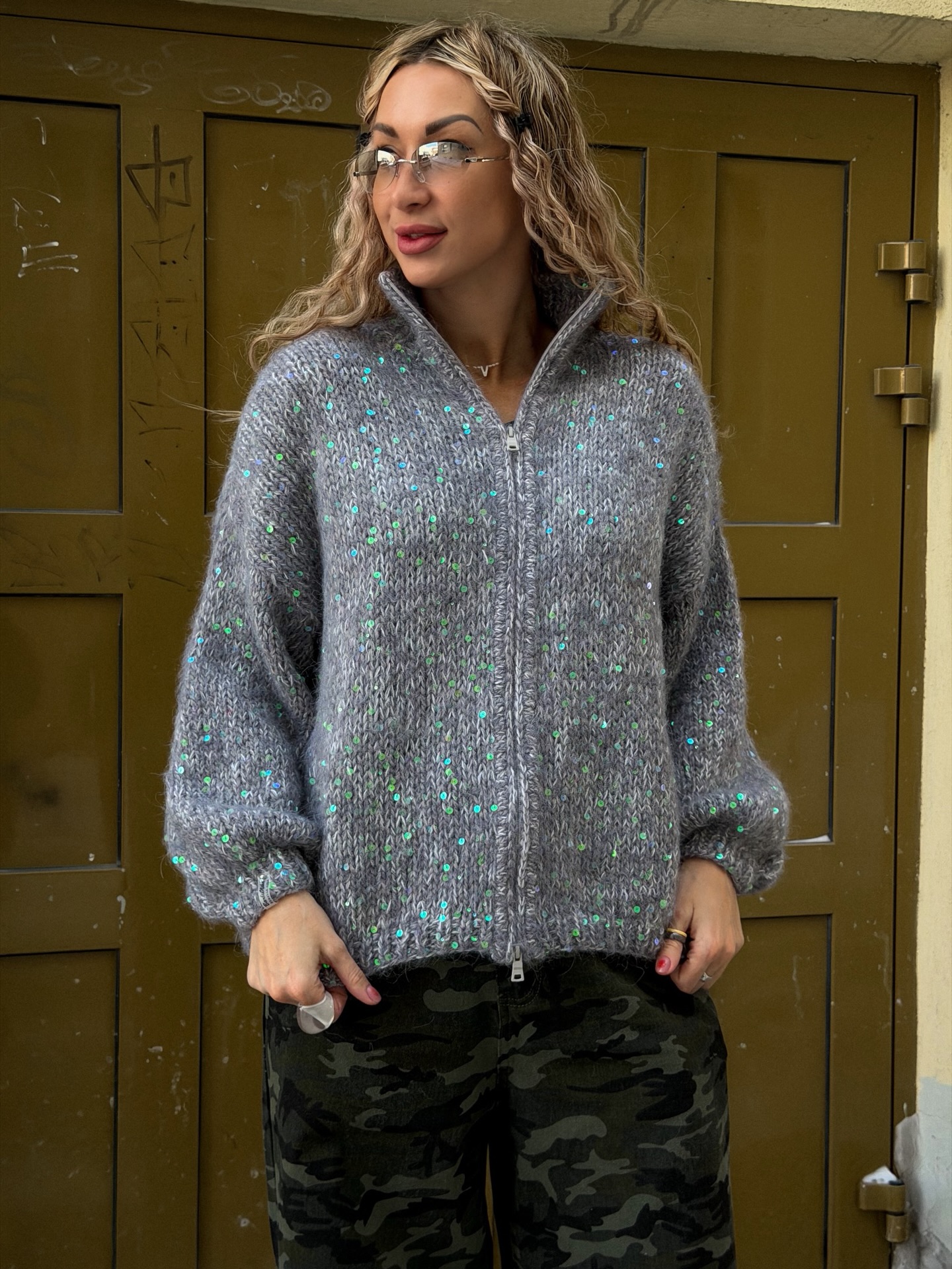 Casual Sequined Loose Cardigan Sweater