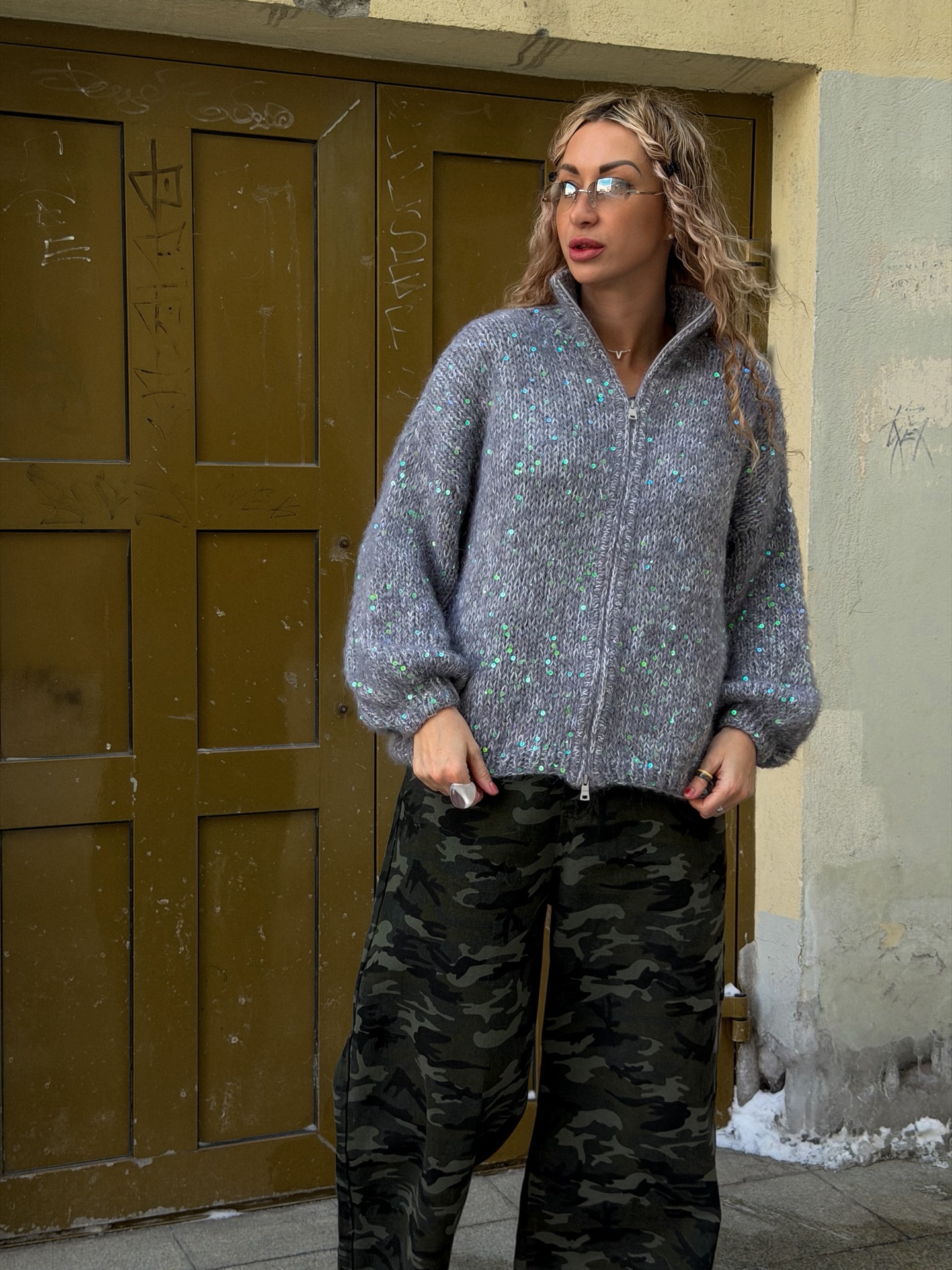 Casual Sequined Loose Cardigan Sweater