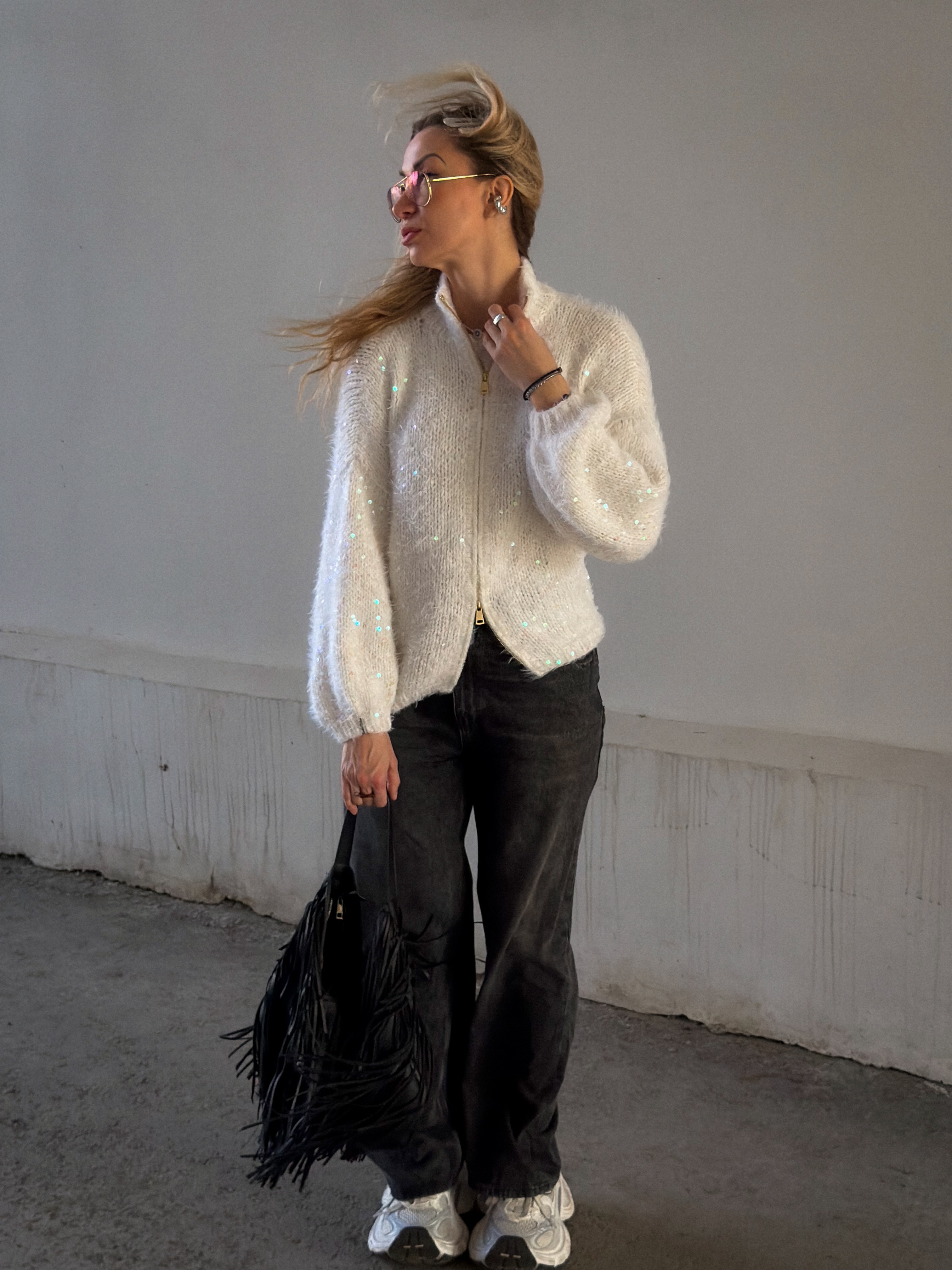 Casual Sequined Loose Cardigan Sweater