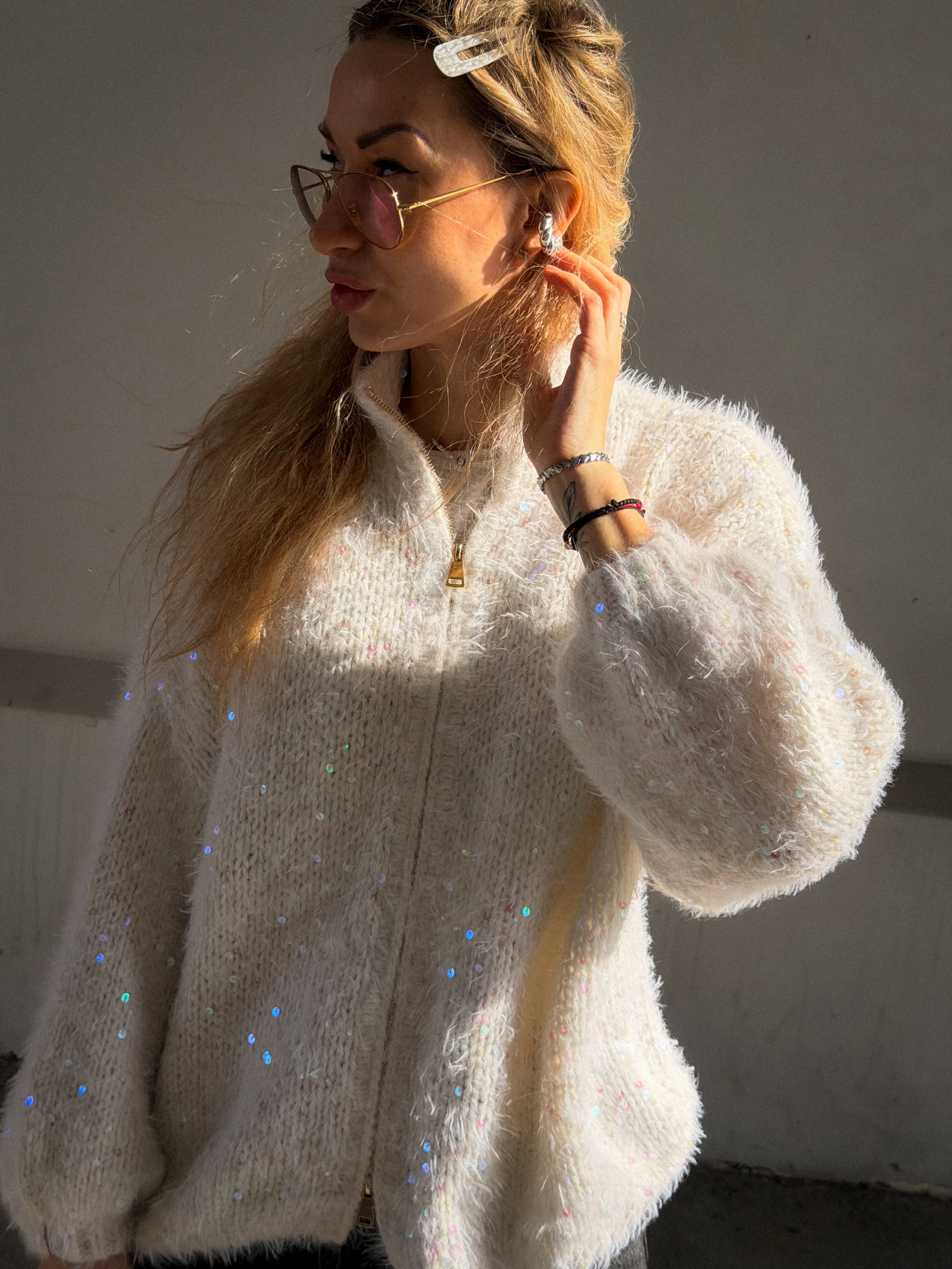 Casual Sequined Loose Cardigan Sweater