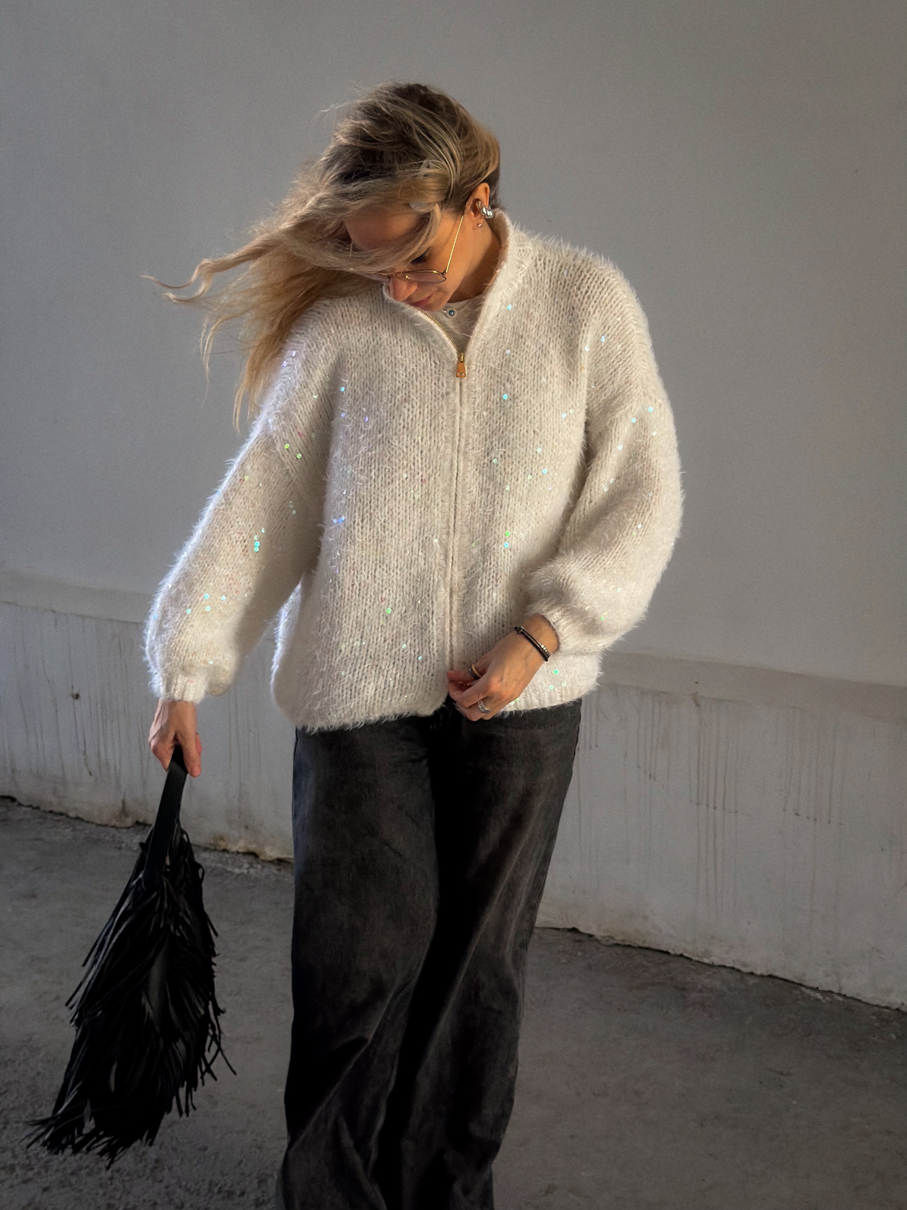 Casual Sequined Loose Cardigan Sweater