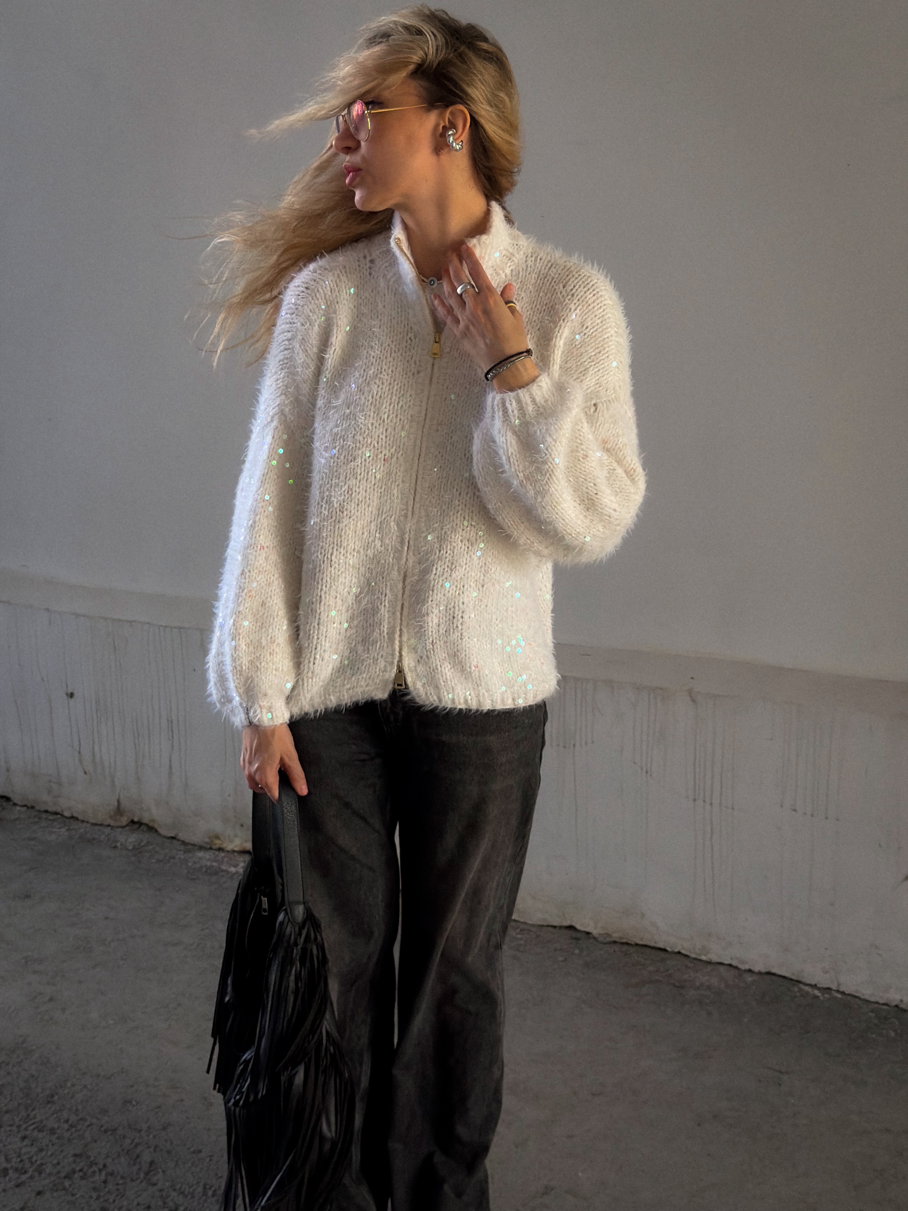 Casual Sequined Loose Cardigan Sweater