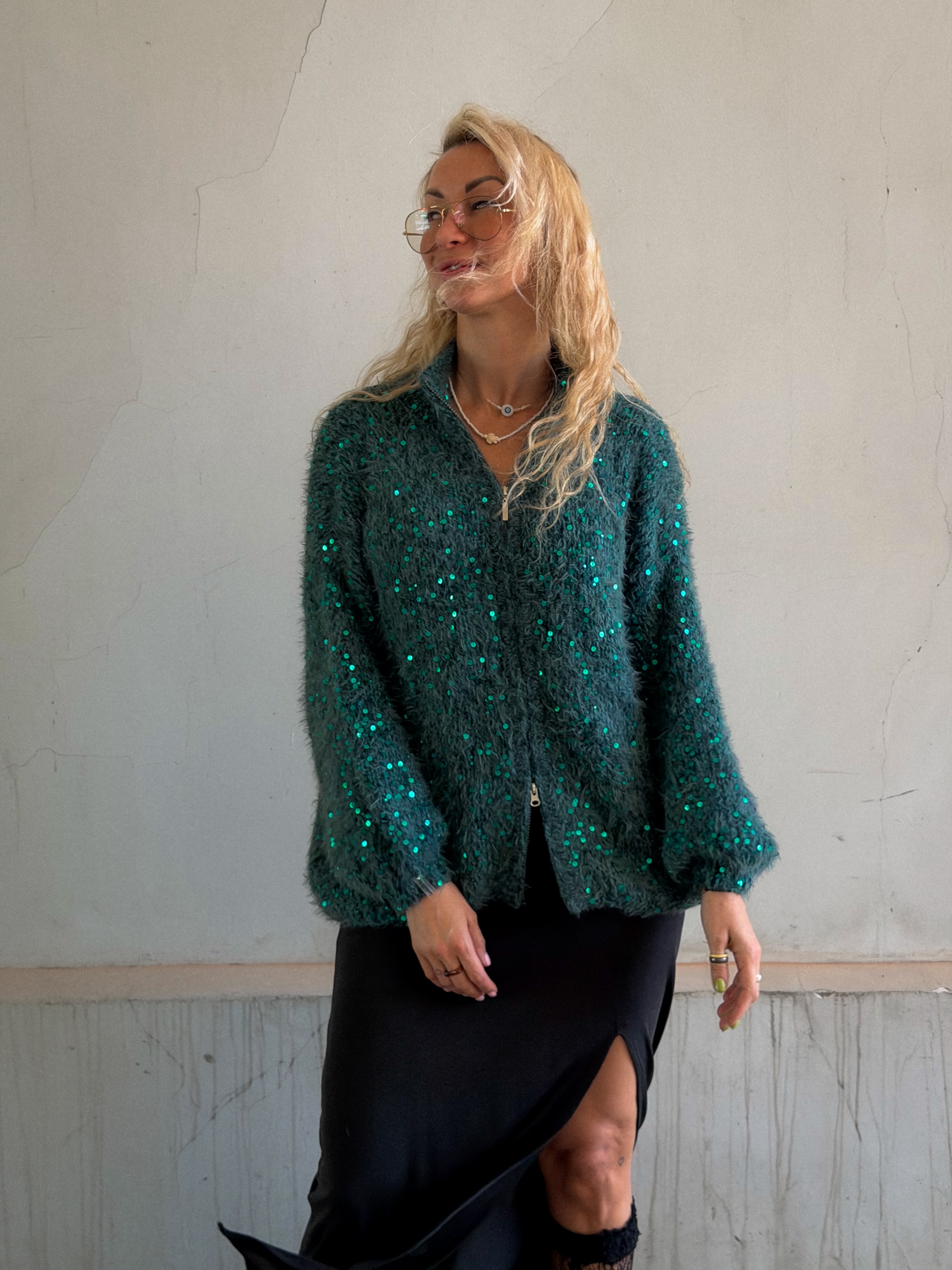 Casual Sequined Loose Cardigan Sweater