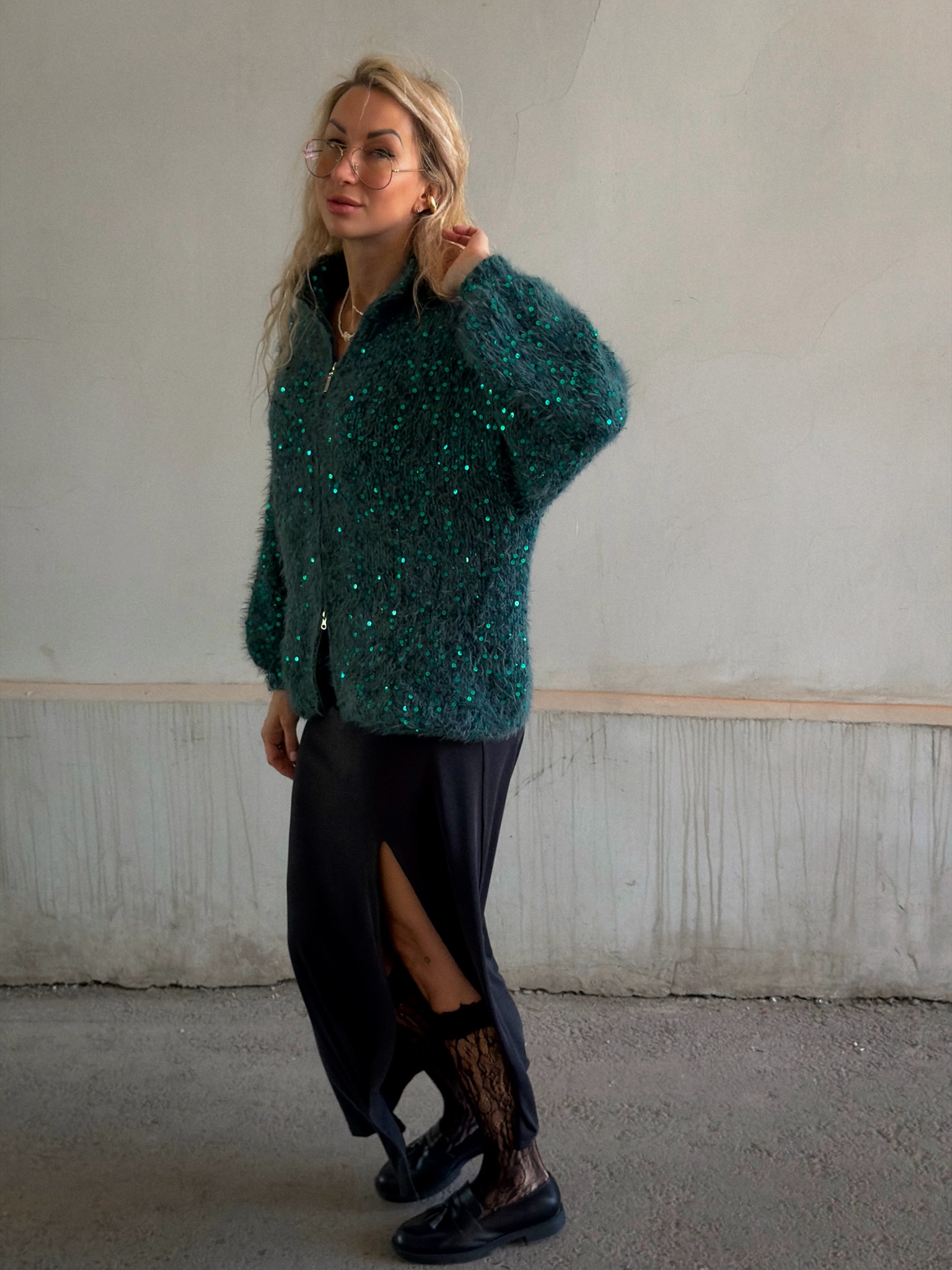 Casual Sequined Loose Cardigan Sweater