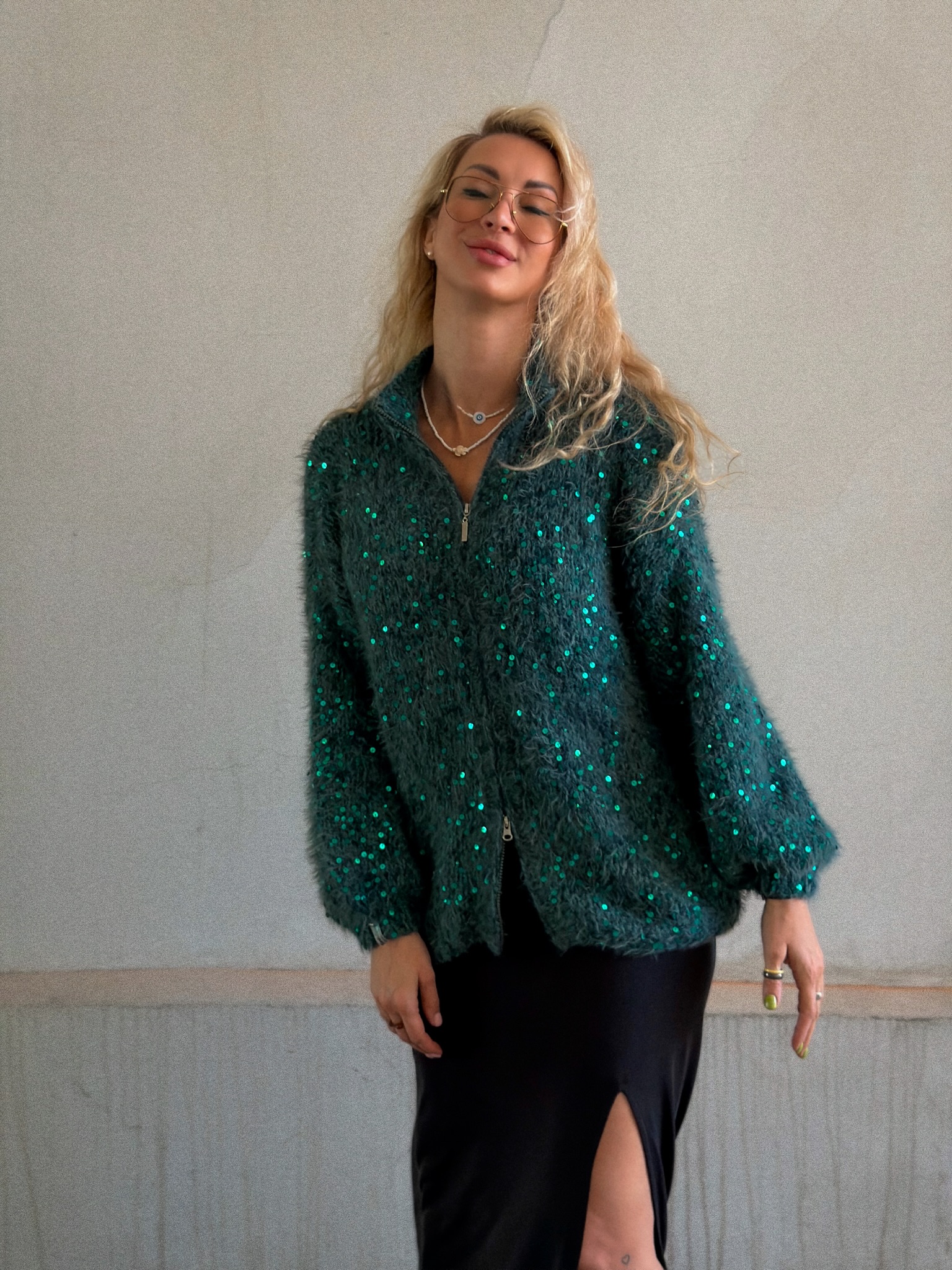 Casual Sequined Loose Cardigan Sweater