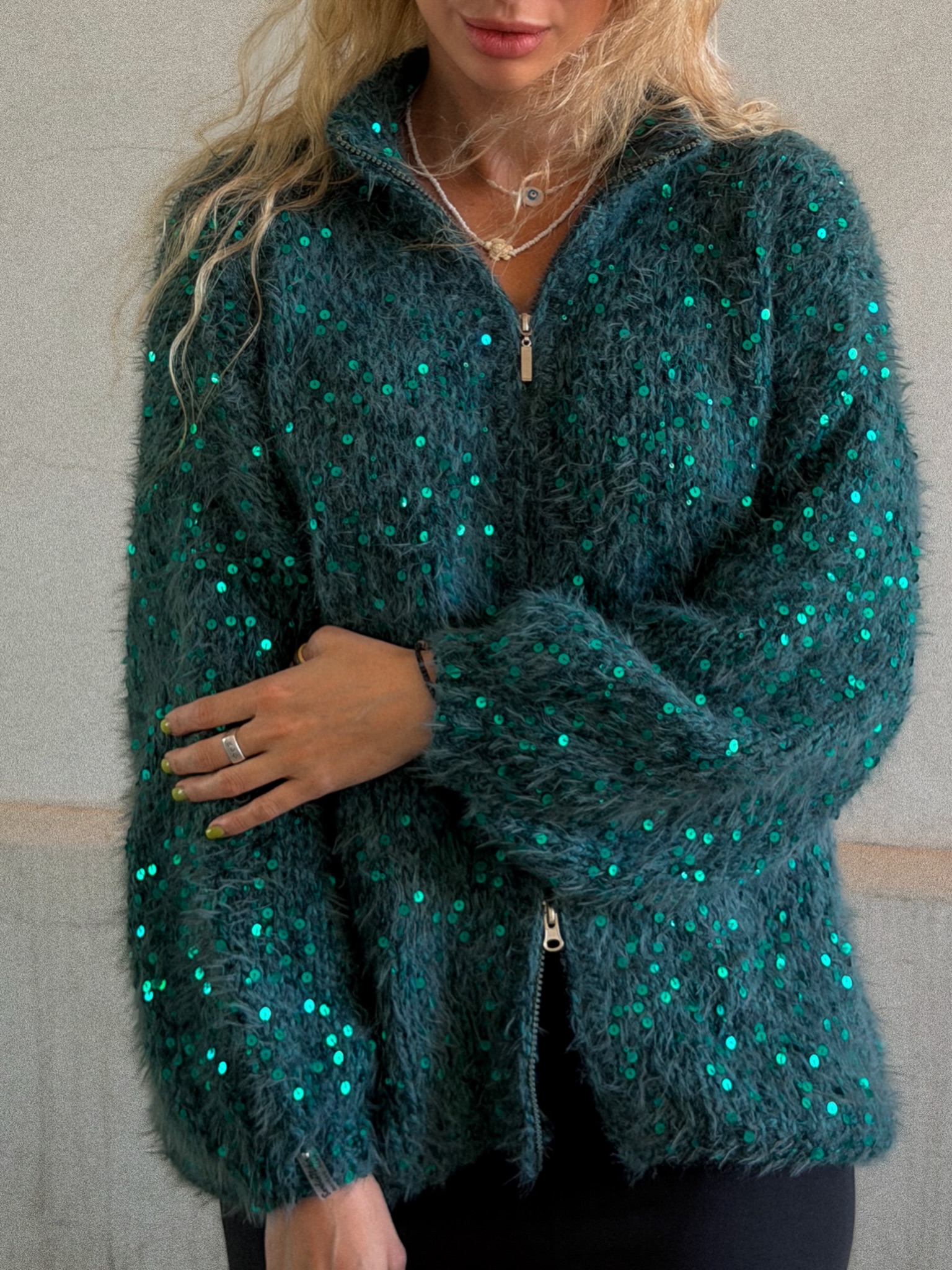 Casual Sequined Loose Cardigan Sweater