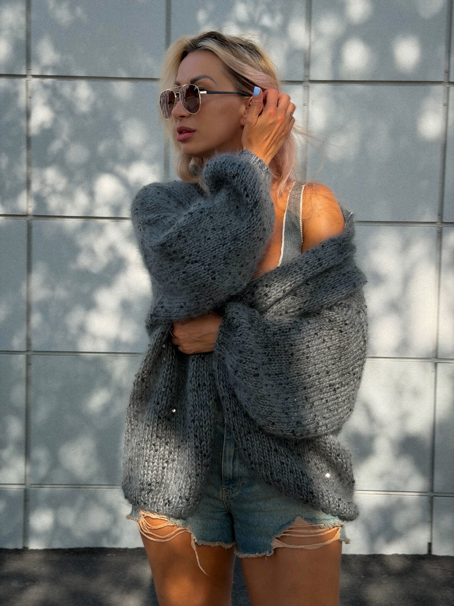 Casual Sequined Loose Cardigan Sweater