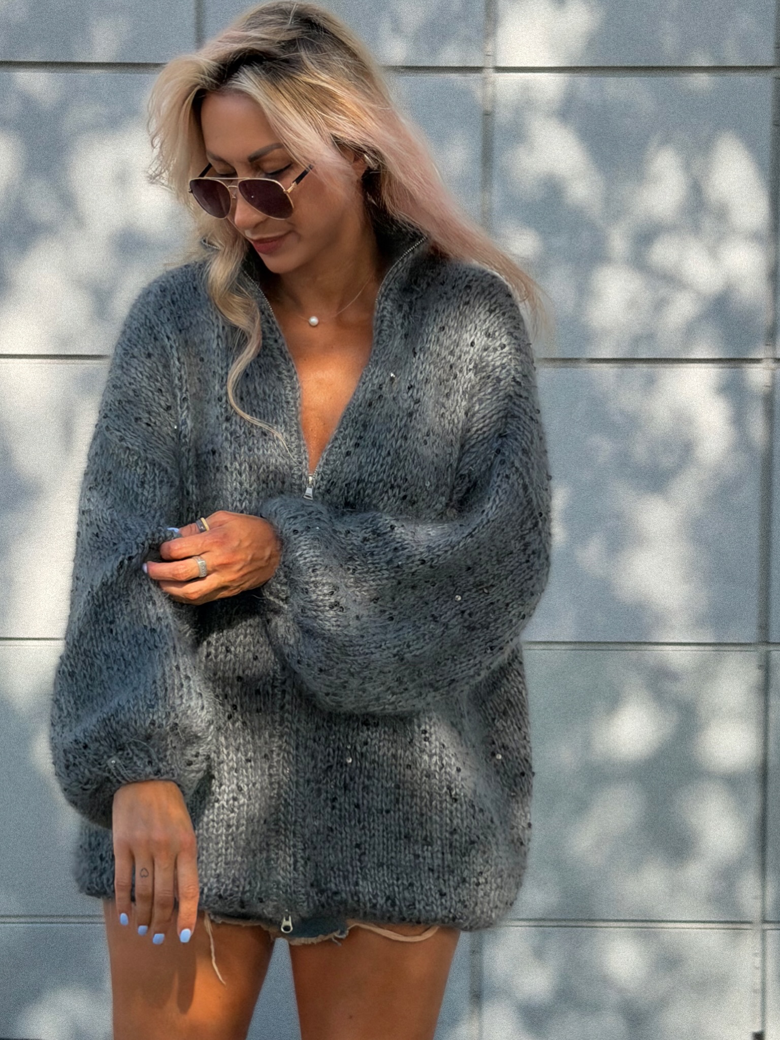 Casual Sequined Loose Cardigan Sweater