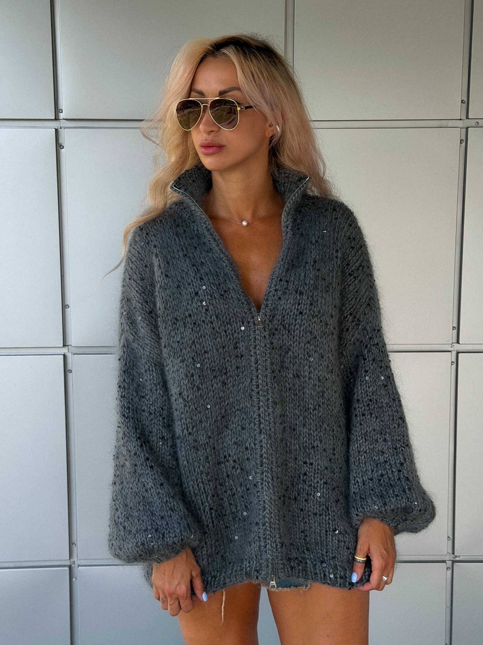 Casual Sequined Loose Cardigan Sweater