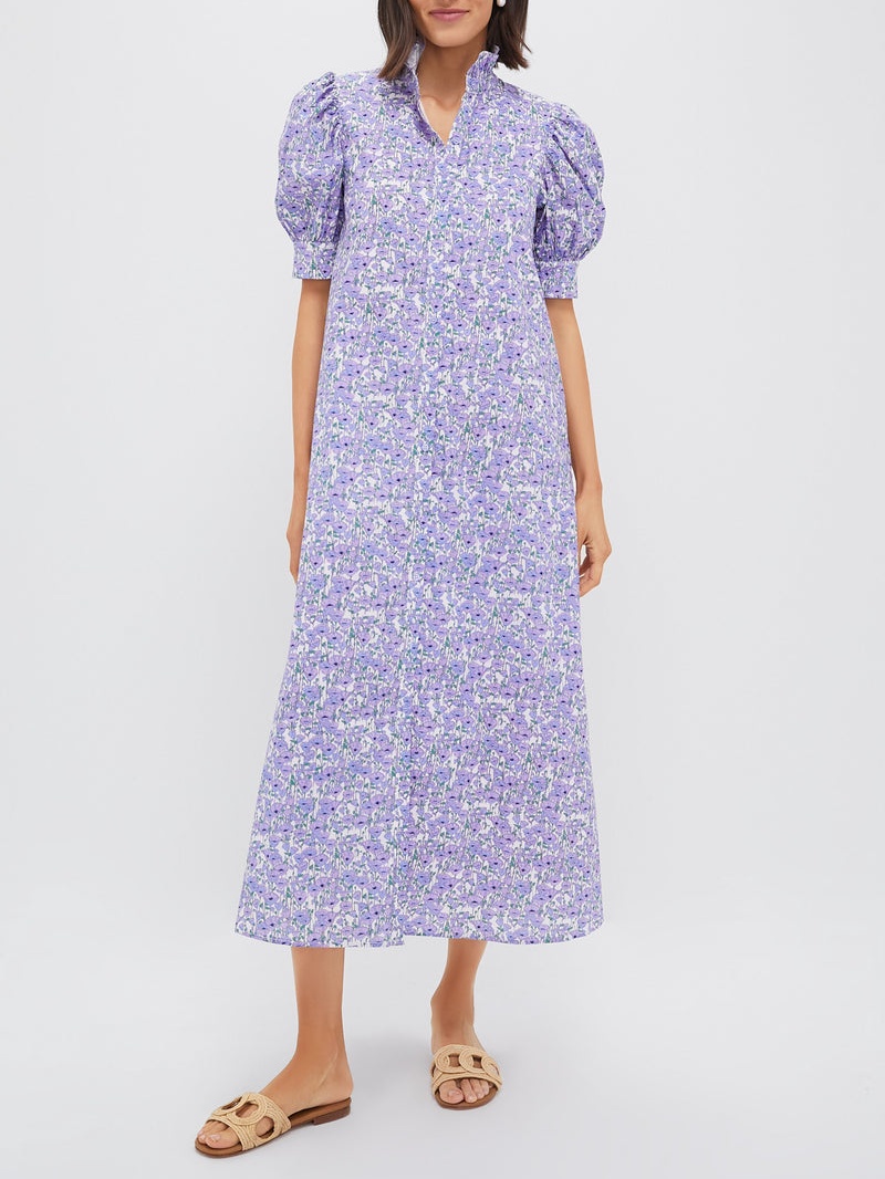 Puff Sleeve Floral Midi Dress