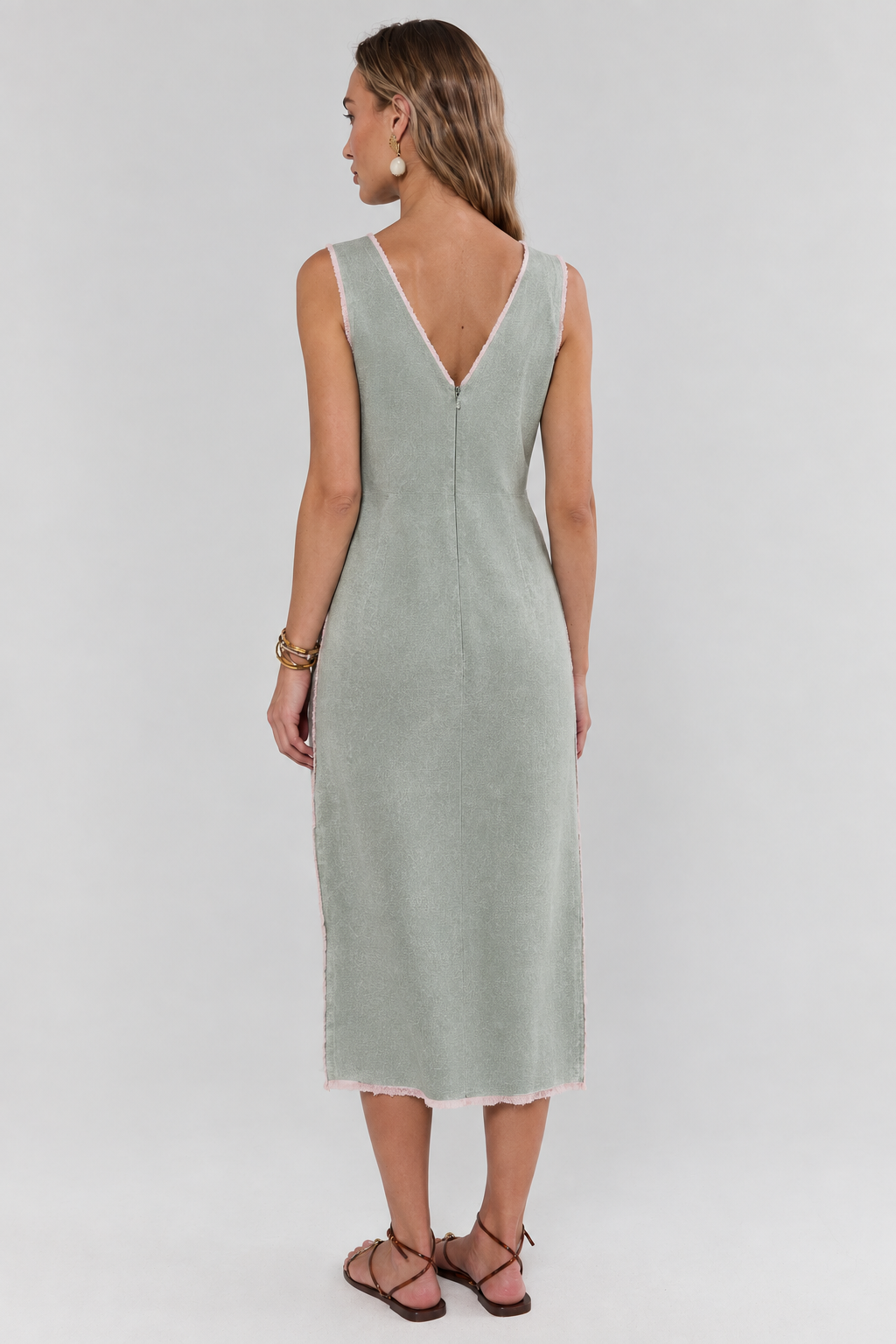 Embellished V-Neck Midi Dress