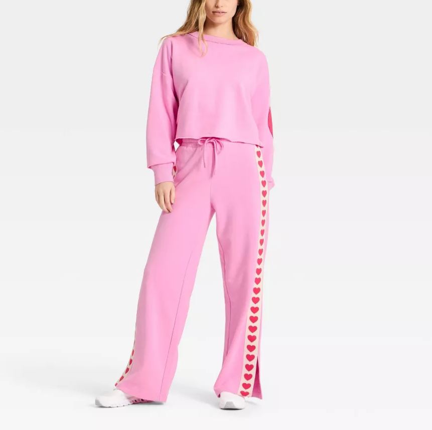 Women's Valentine's Day Patchwork Crewneck sets