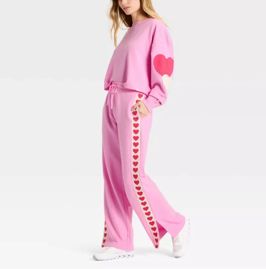 Women's Valentine's Day Patchwork Crewneck sets