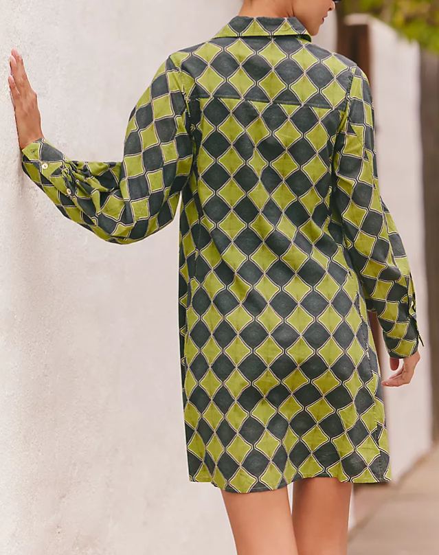 Long-Sleeve Mini Shirtdress