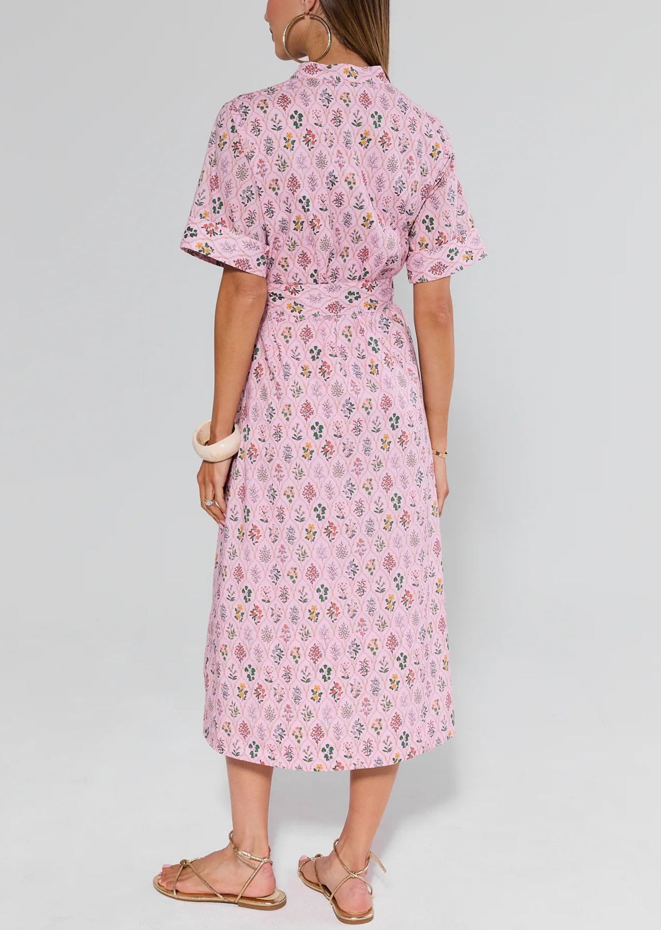 Pink Floral Midi Dress