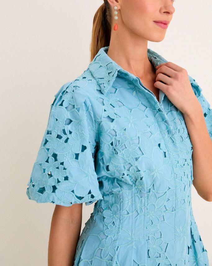 Cameo Blue Eyelet Mini Delaney Dress