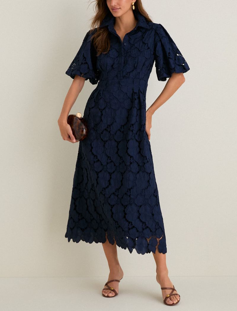Navy Eyelet Delaney Dress