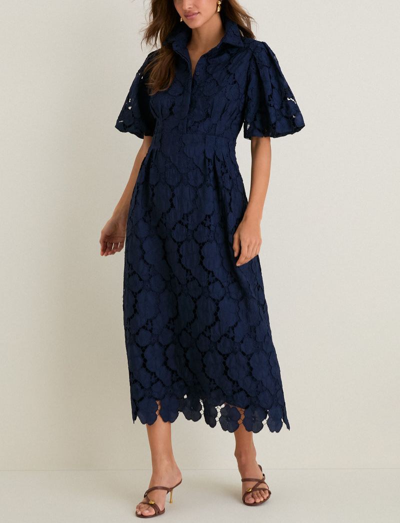 Navy Eyelet Delaney Dress