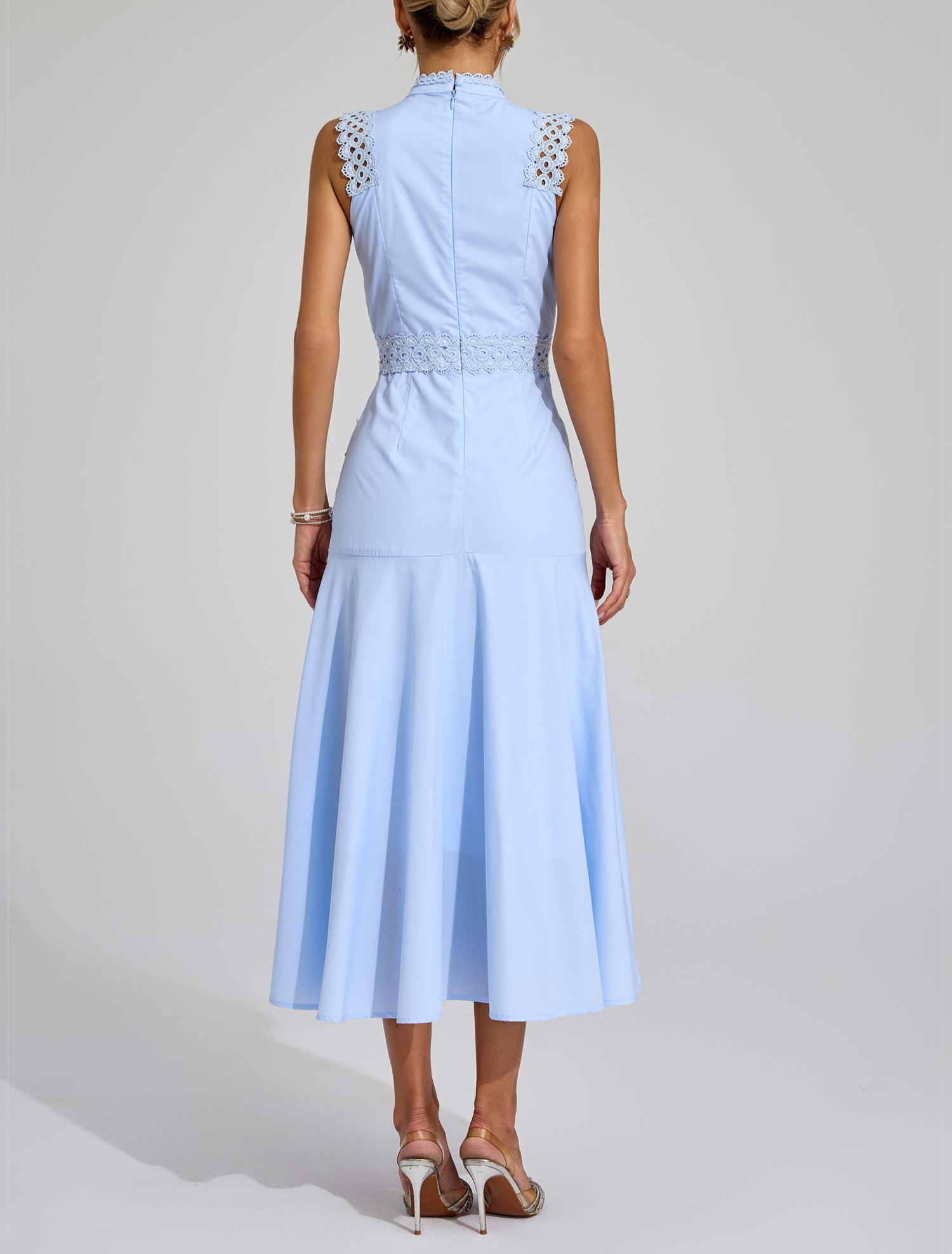 Susanna Blue Sleeveless Lace Dress