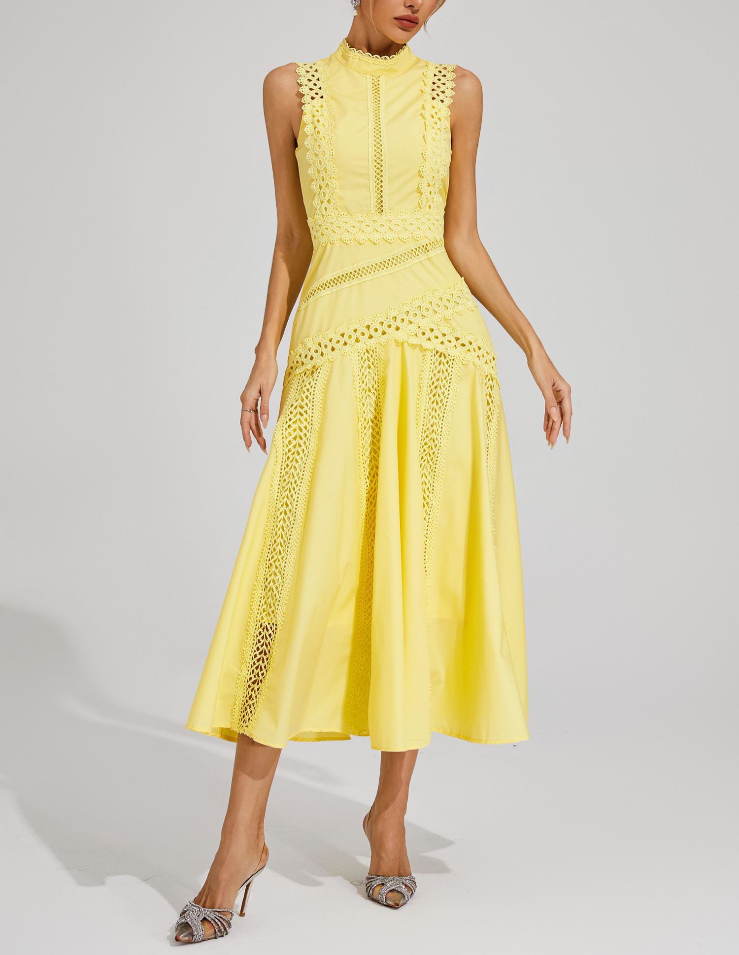 Susanna Blue Sleeveless Lace Dress