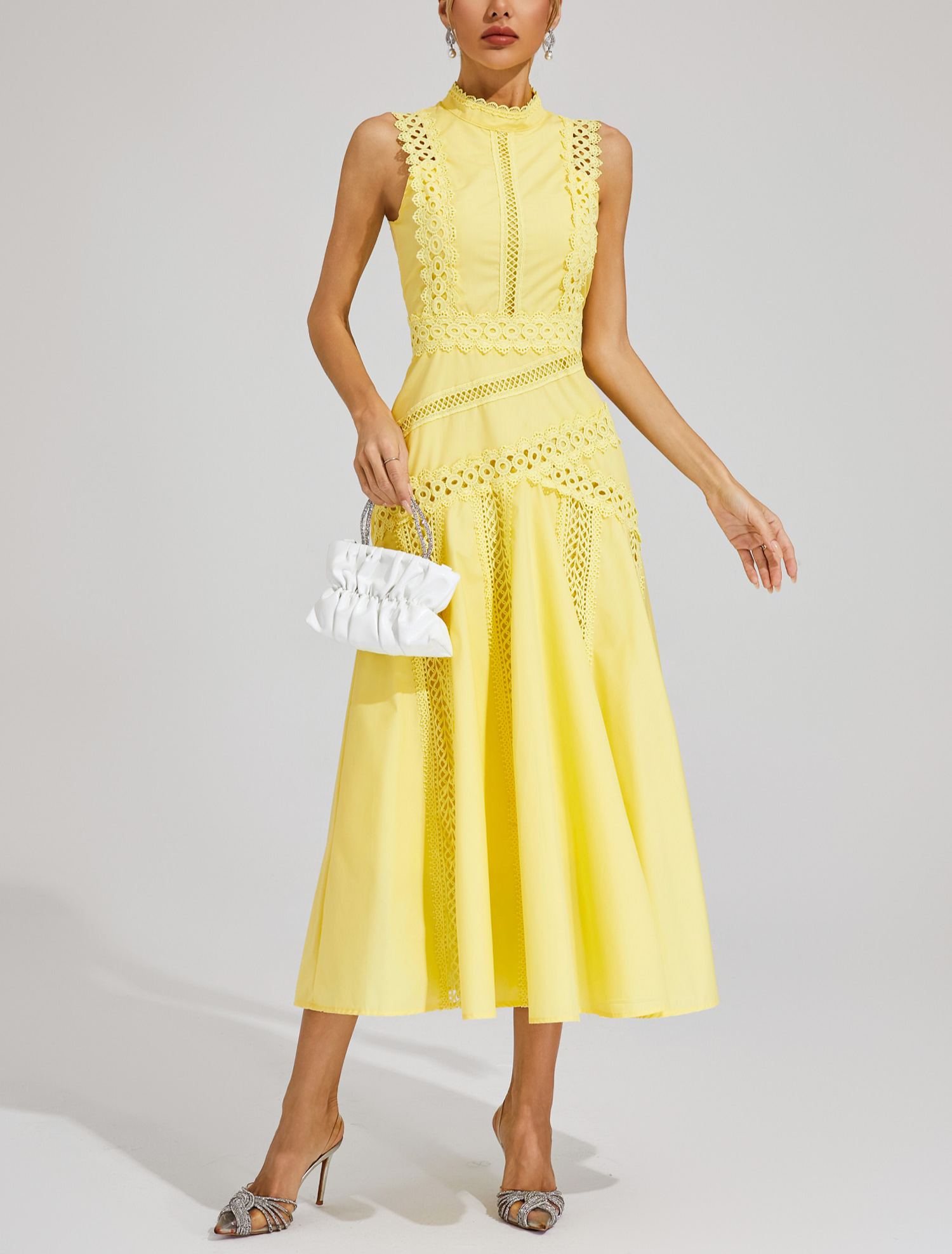 Susanna Blue Sleeveless Lace Dress