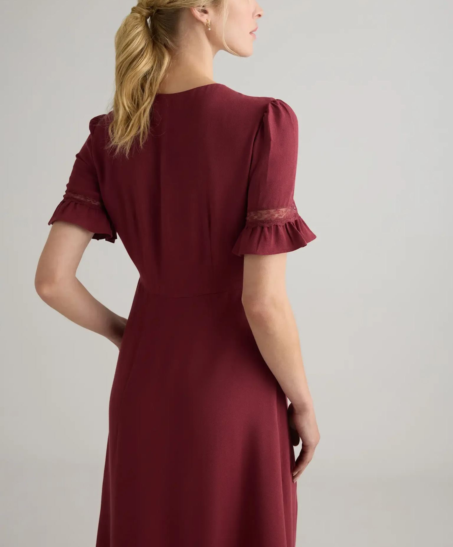 Lightweight Crepe Lace Inset Midi Dress