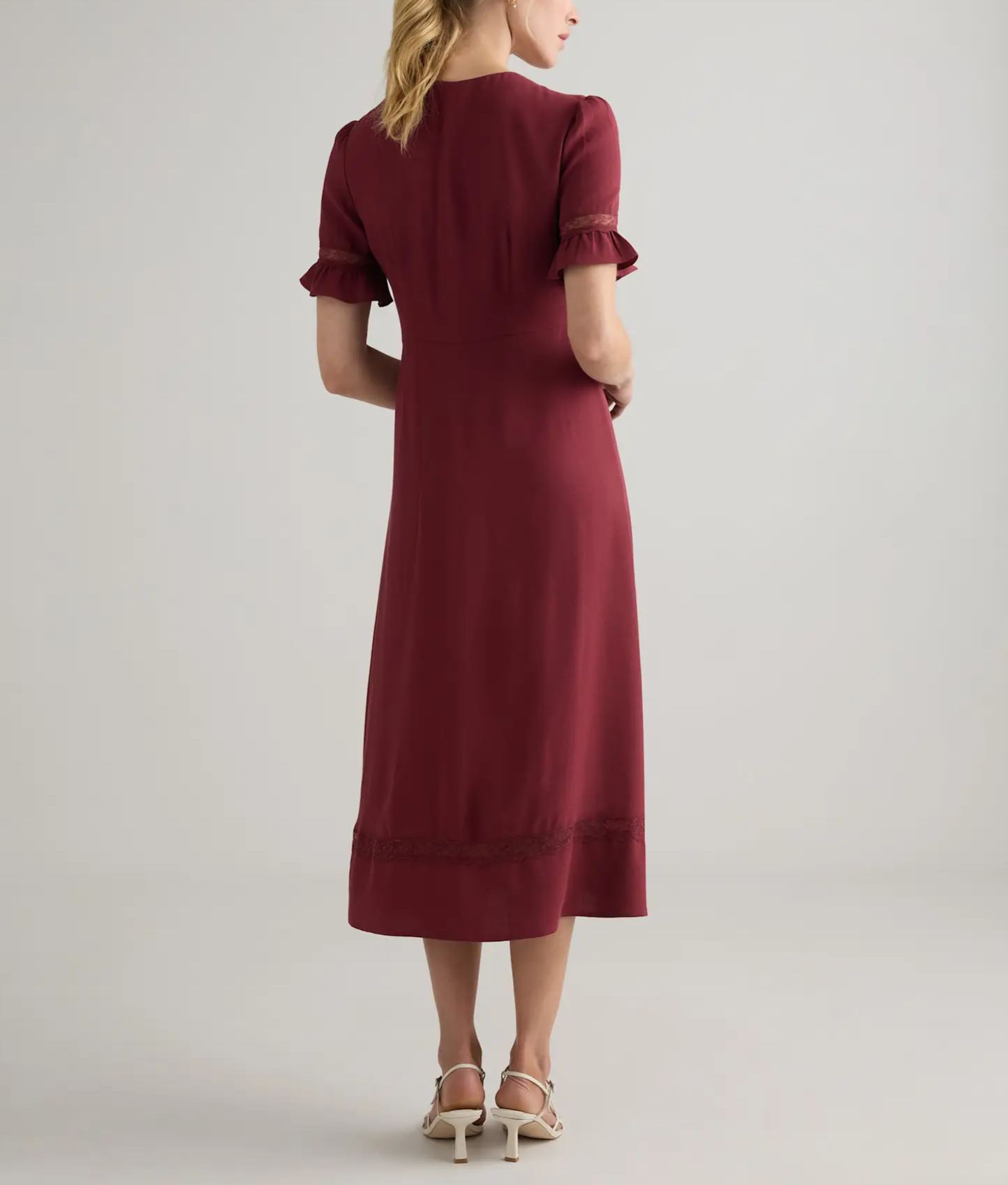 Lightweight Crepe Lace Inset Midi Dress