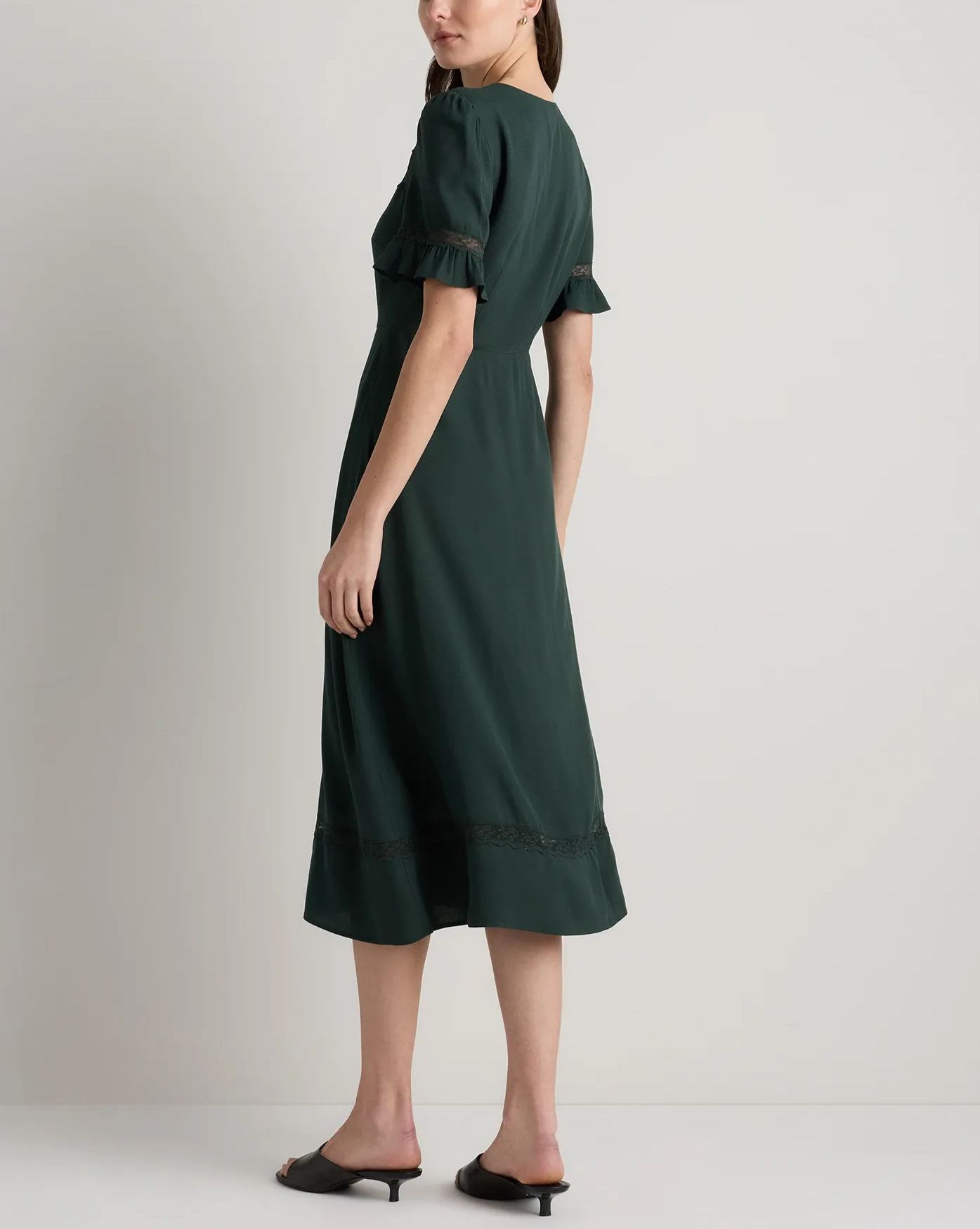 Lightweight Crepe Lace Inset Midi Dress
