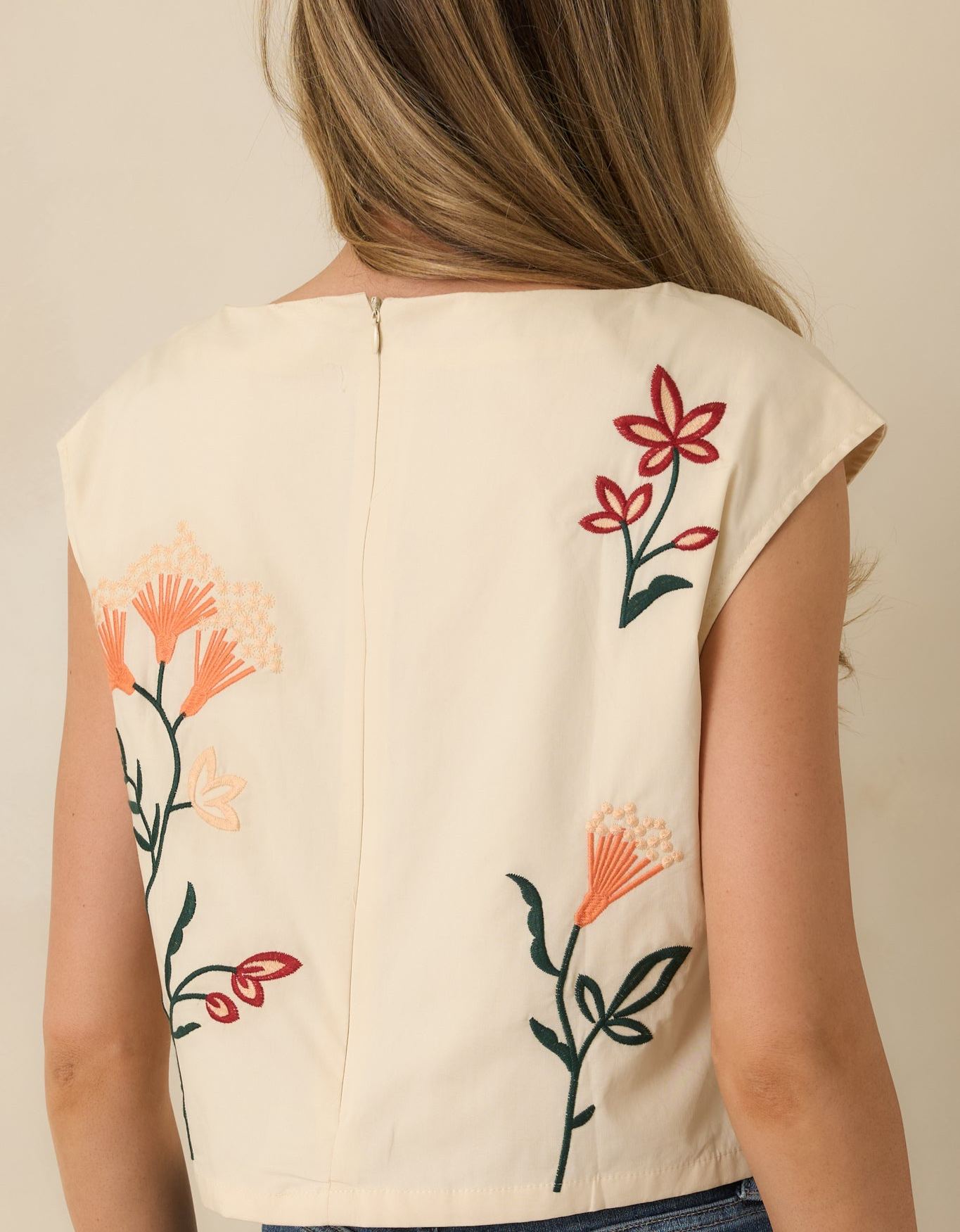 Floral Embroidered Crop Top & Midi Skirt Set