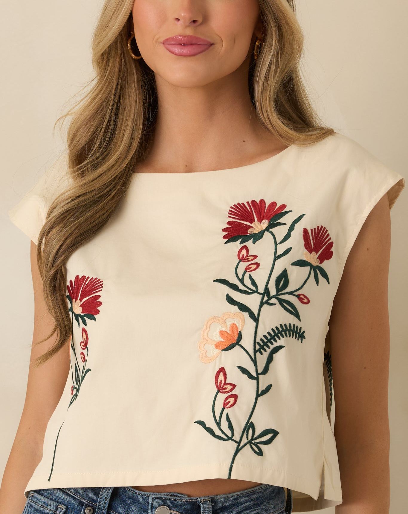 Floral Embroidered Crop Top & Midi Skirt Set