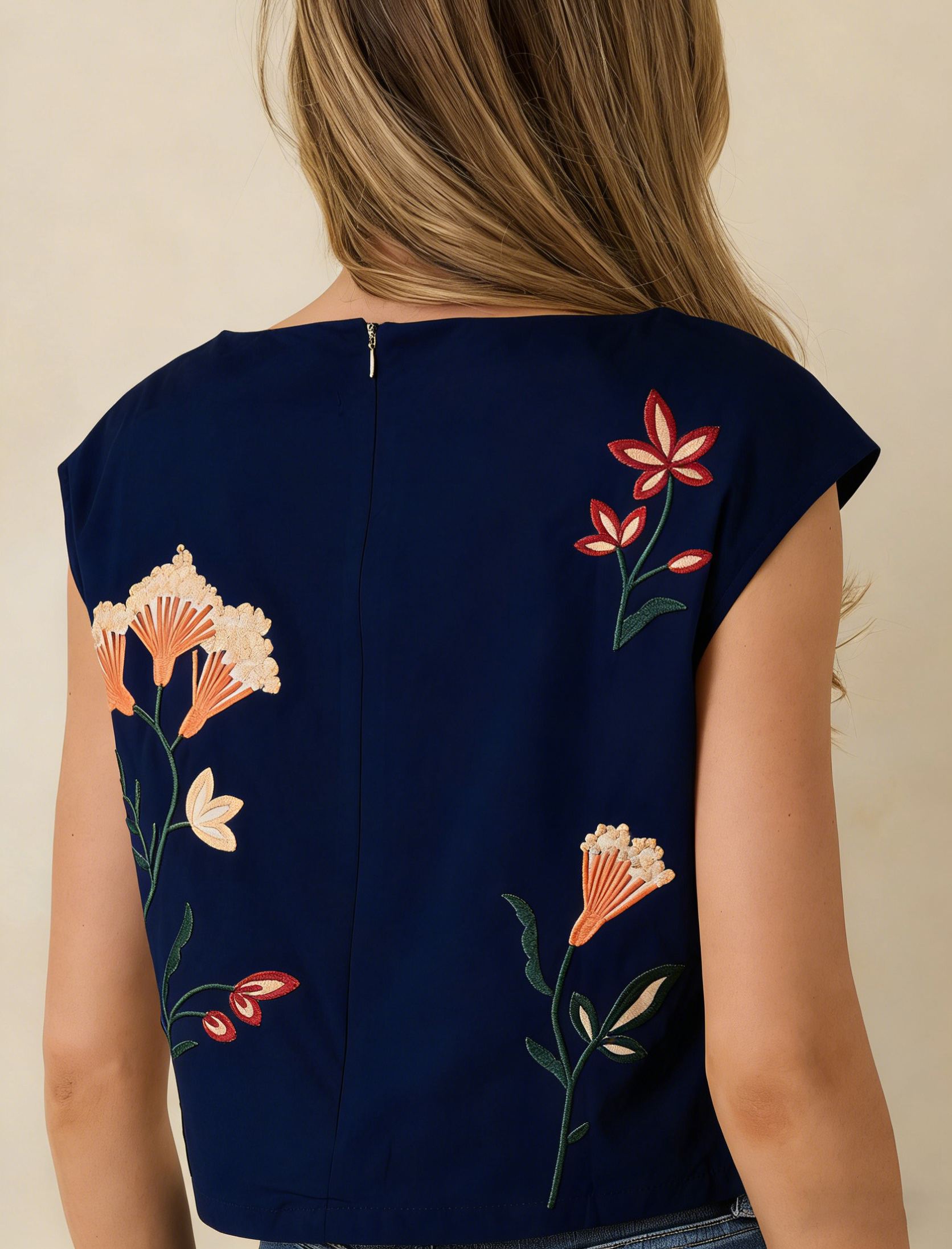 Floral Embroidered Crop Top & Midi Skirt Set