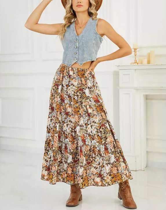 Boho Chiffon A-Line Skirt