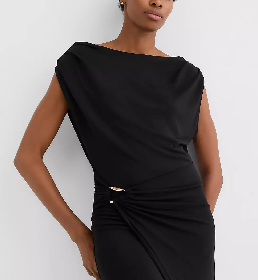 Metallic Ring Wrap Midi Dress