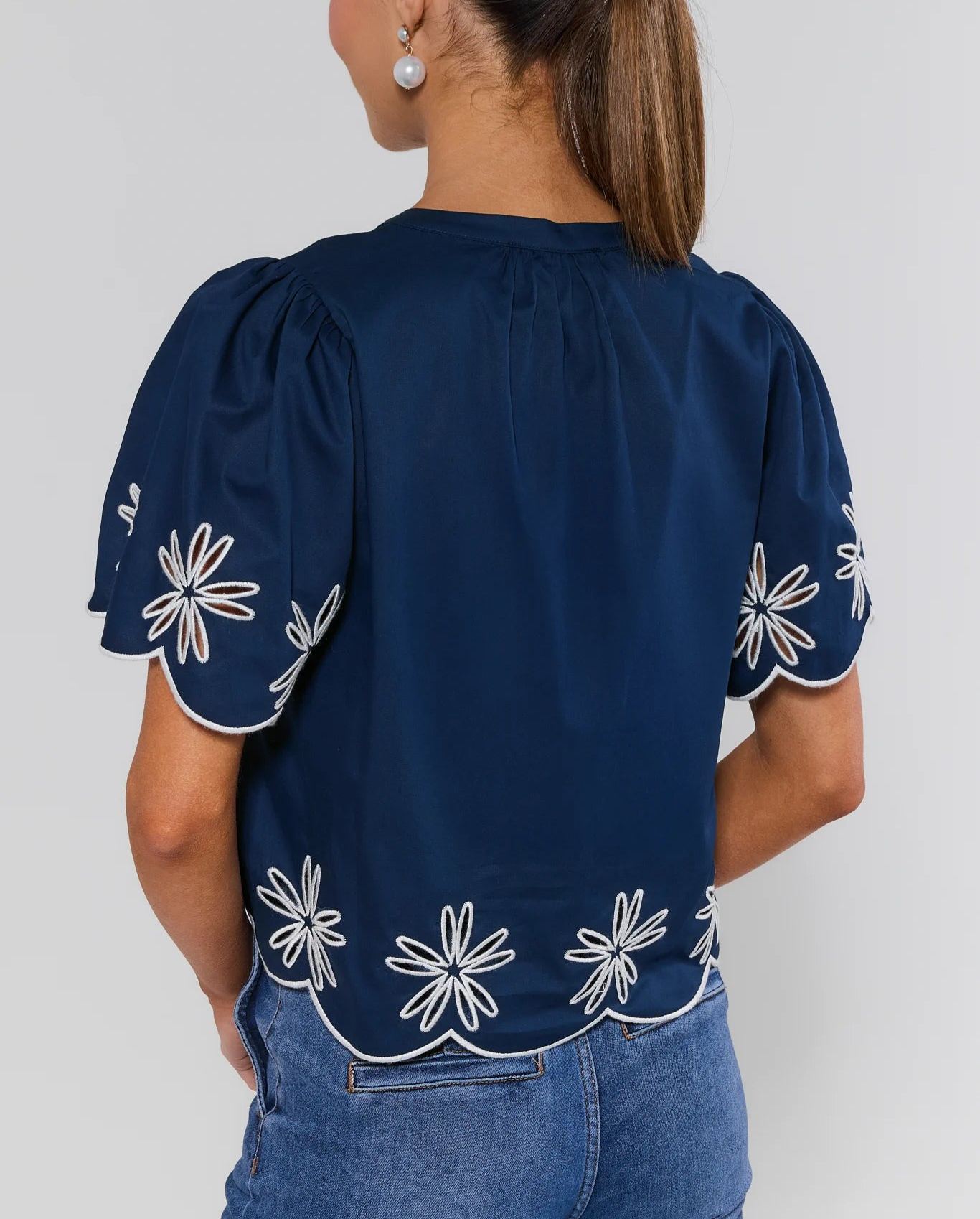 Navy Embroidered Trim Set