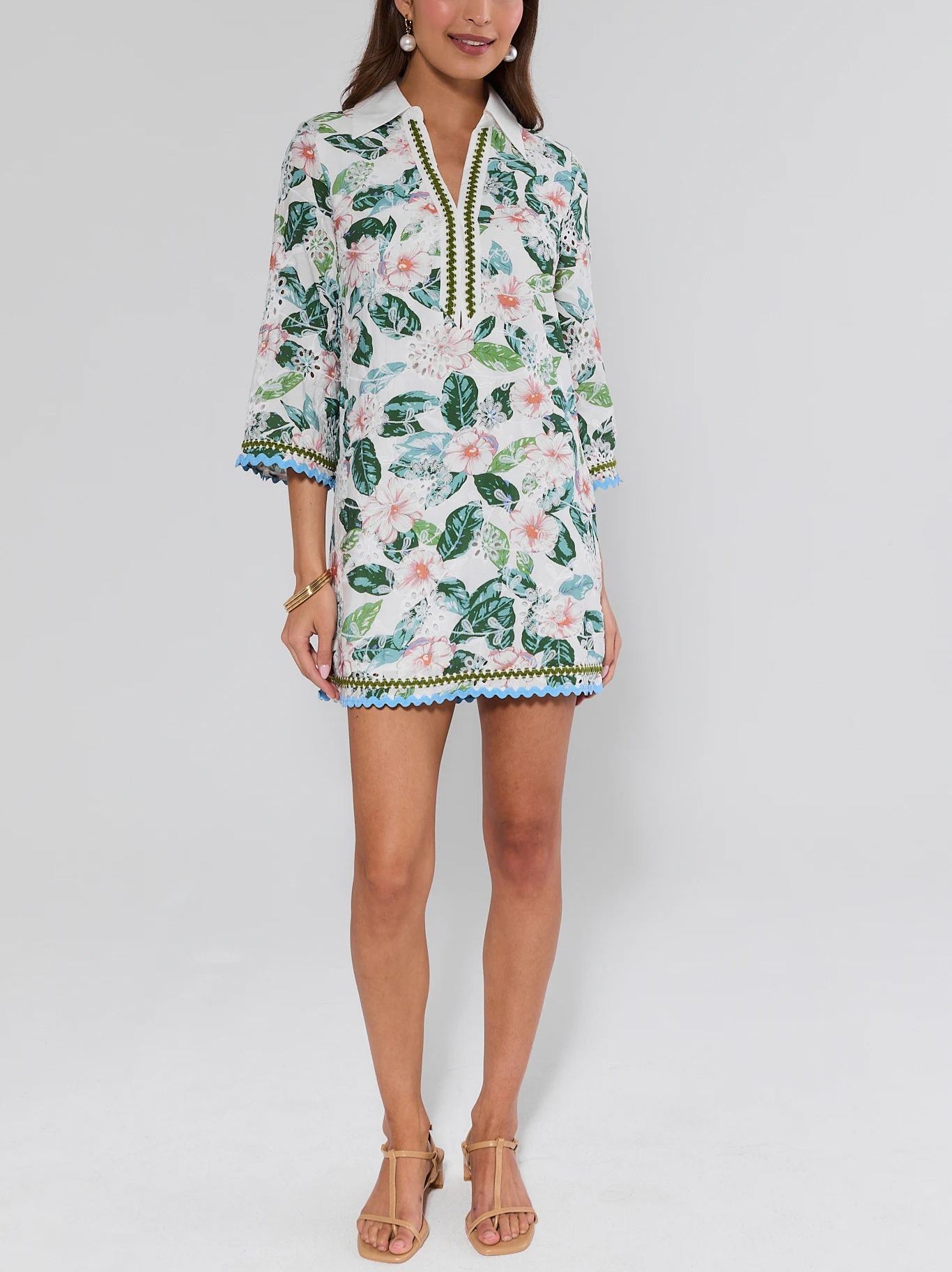 White Floral Eyelet Short Dress