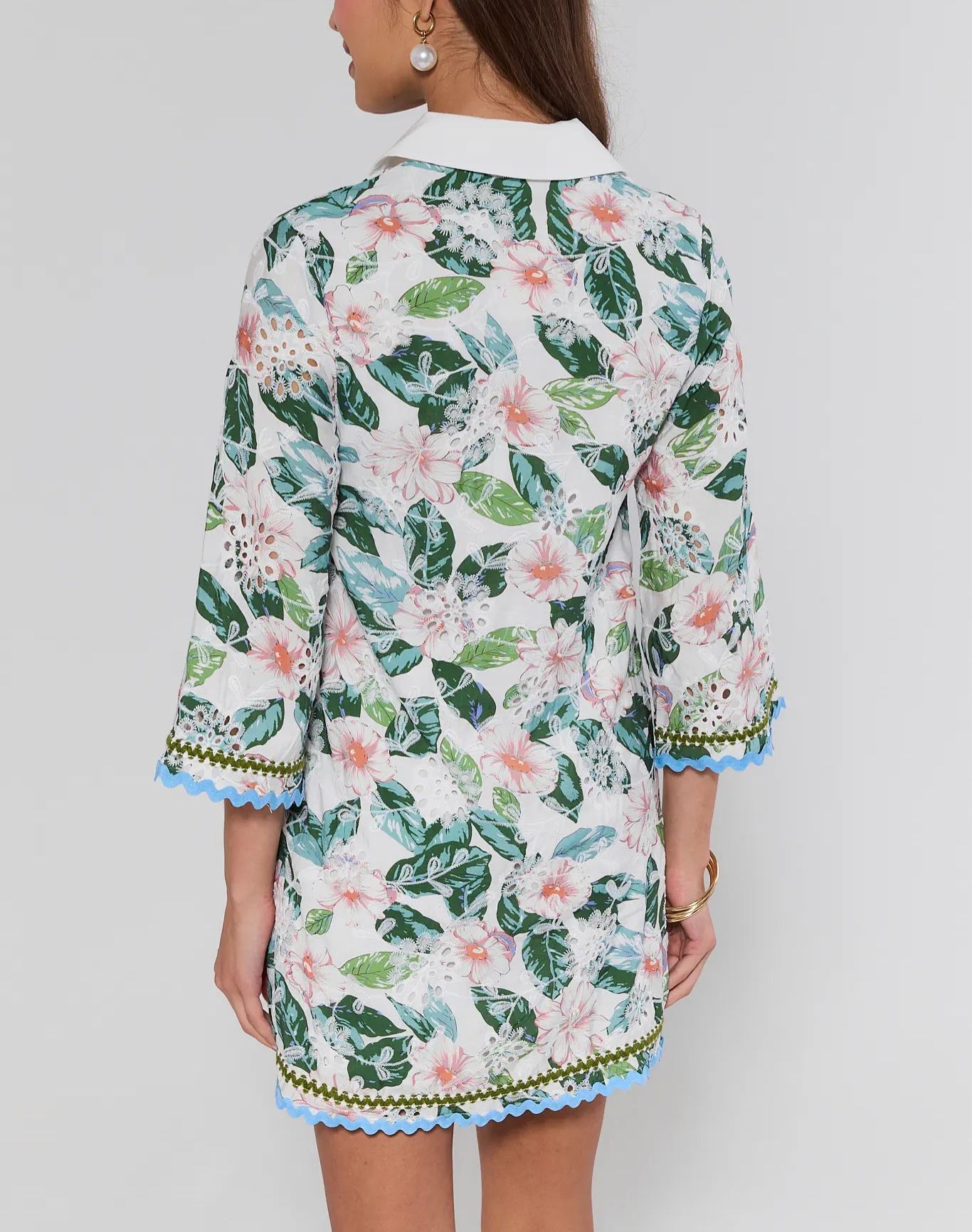 White Floral Eyelet Short Dress