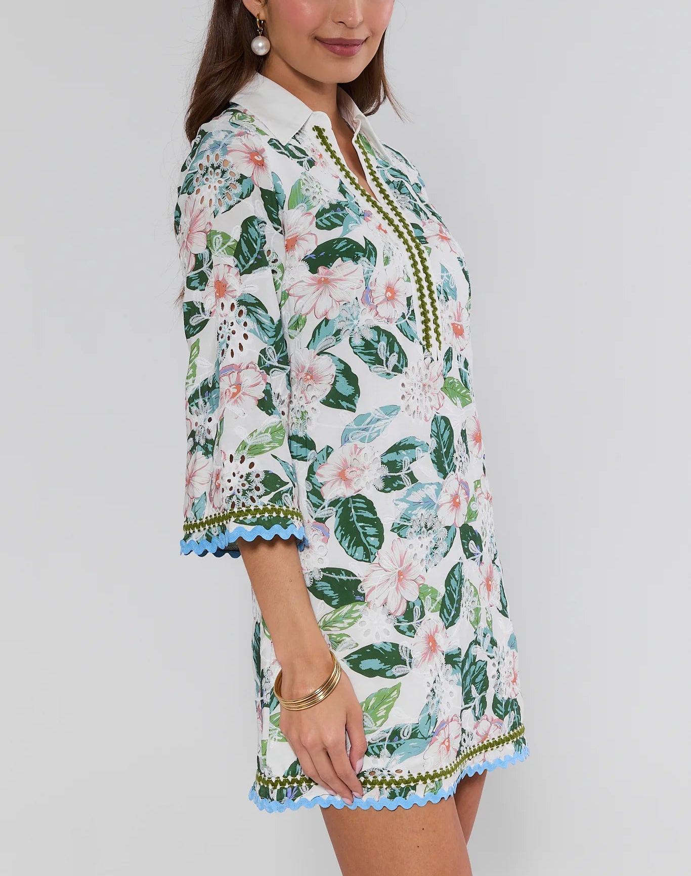 White Floral Eyelet Short Dress