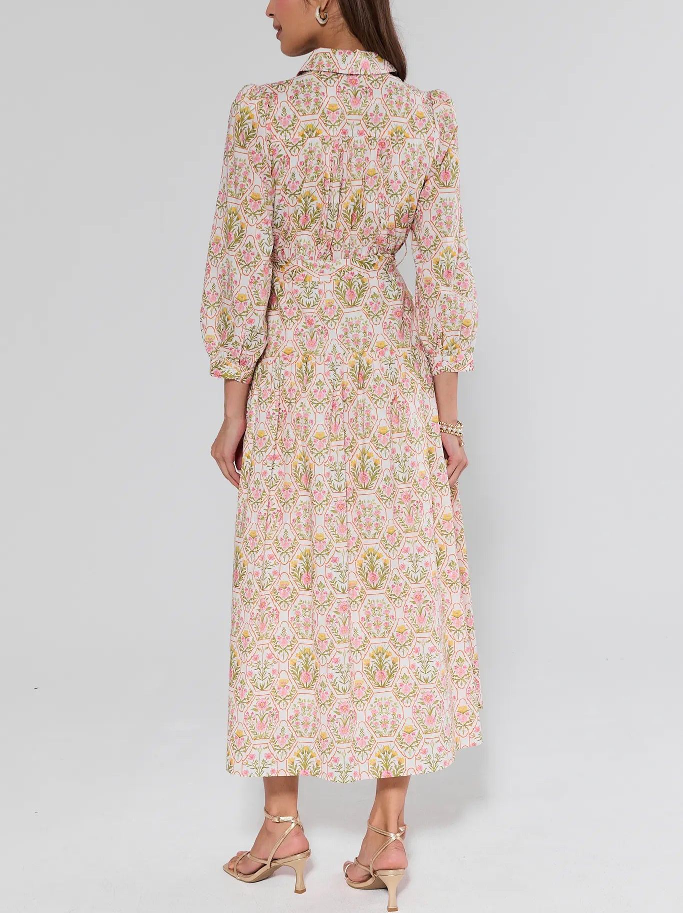 Pink Floral Midi Dress