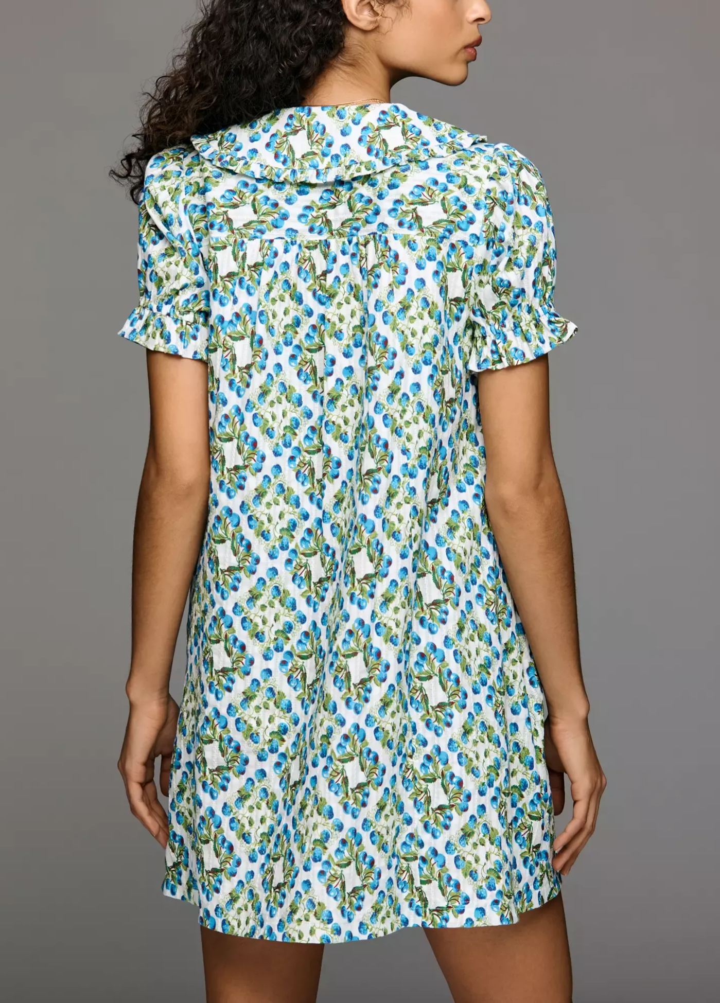 Chic Blueberry Floral Mini Dress