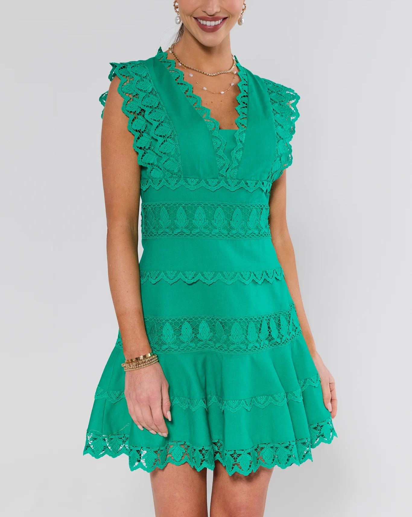 Stunning Pink Eyelet Short Dress