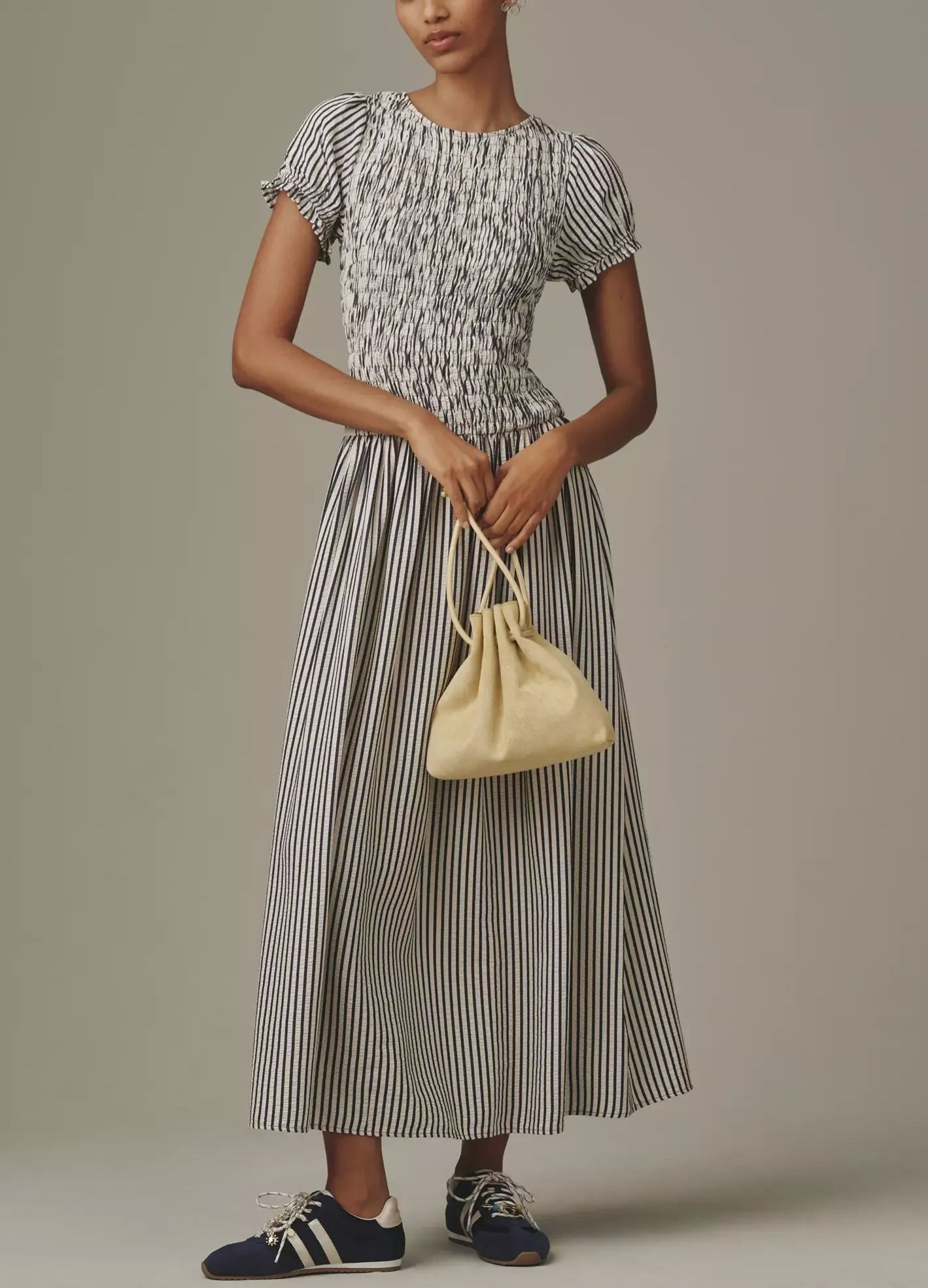 Smocked Short Sleeve Maxi Dress